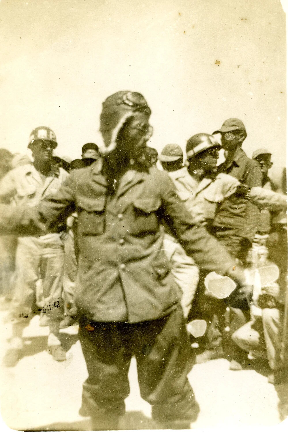 Japanese Aircrew Member and American Military Police at Ie Shima, 19 August 1945