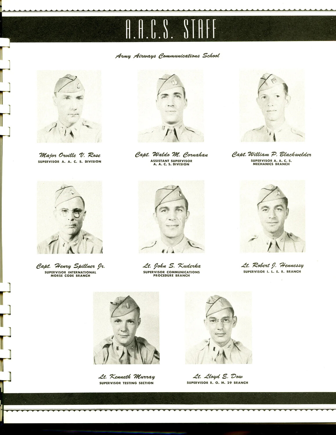 A.A.C.S. Staff Portraits — Army Airways Communications School Supervisors, Scott Field, Illinois