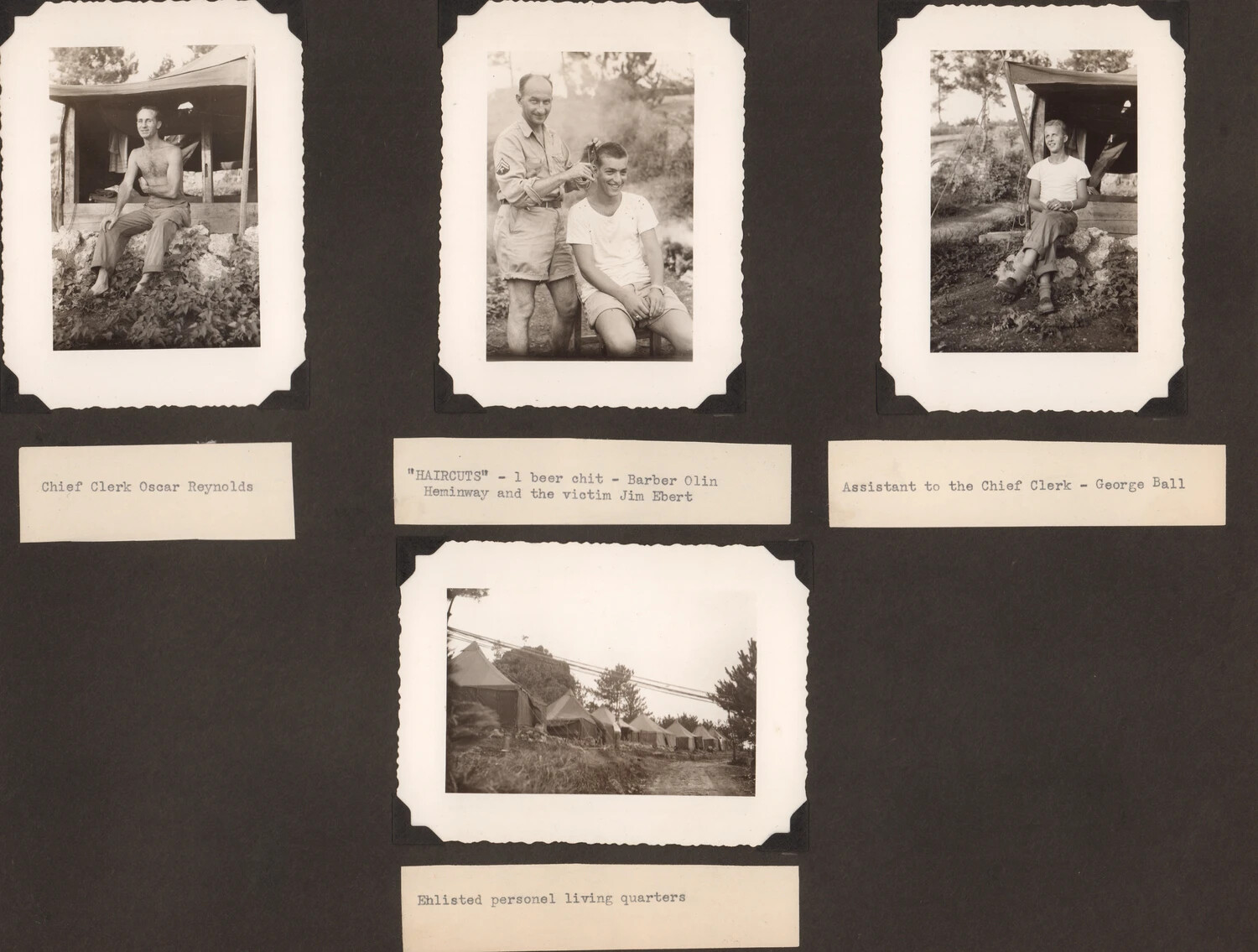 Photo Album Page: Camp Life and Personnel Portraits, WWII Photo Album Japan Collection