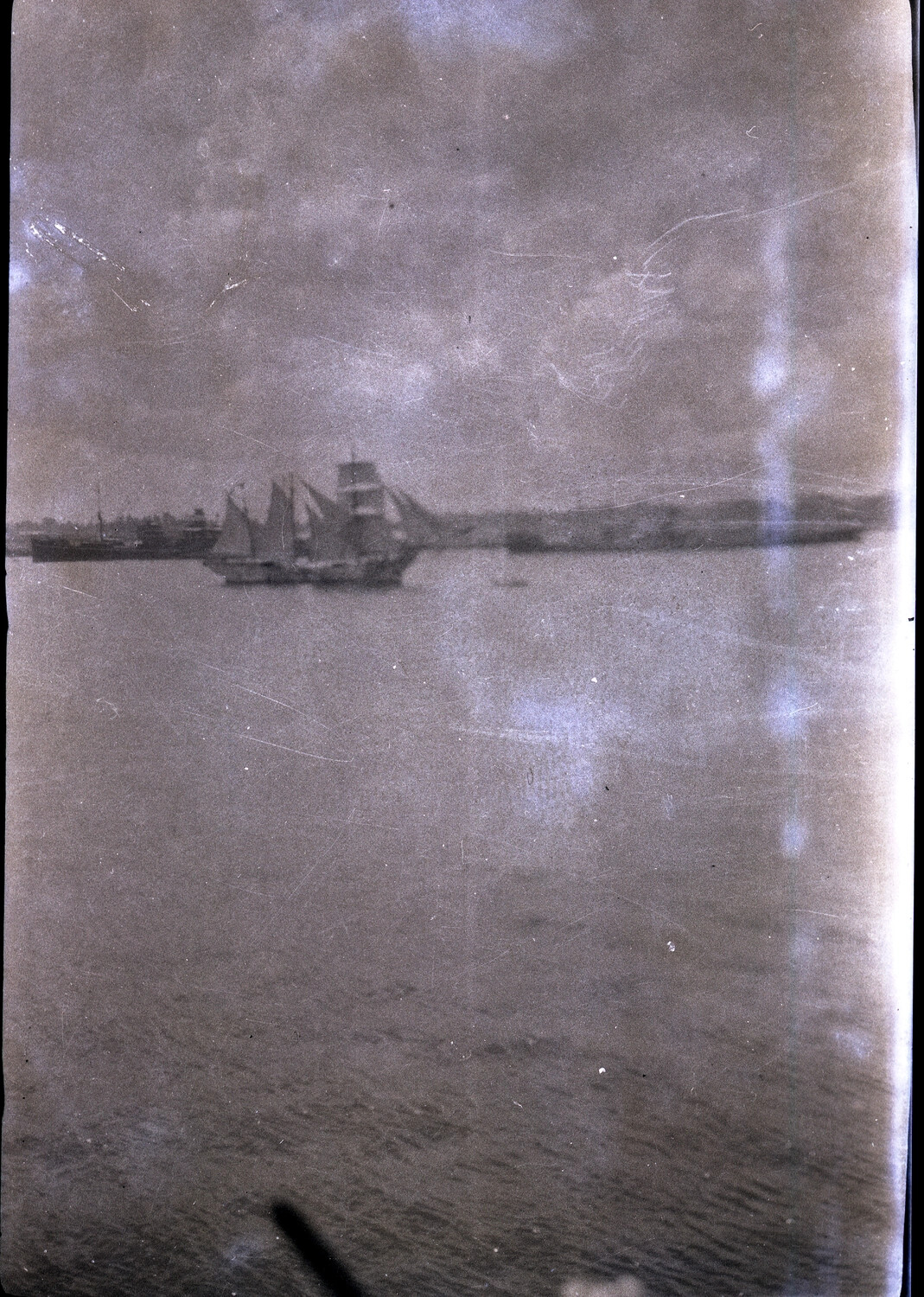 Harbor Scene with Chinese Sailing Vessel, 1930s Pre-WWII U.S. Navy China Collection