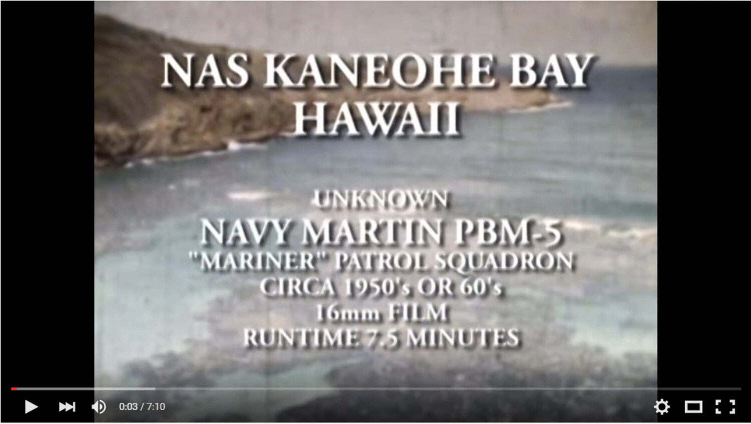Title Card, Digitized 16mm Film — NAS Kaneohe Bay Hawaii, PBM-5 Mariner Squadron