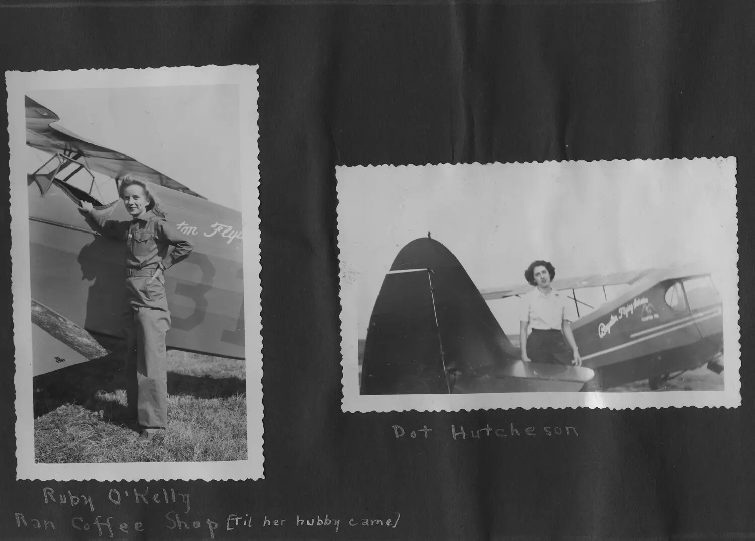Ruby O'Kelly and Dot Hutcheson at the Civilian Flying Service Field