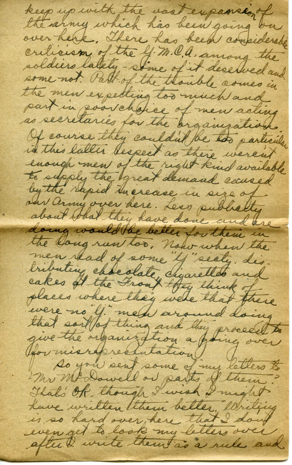 Handwritten WWI Letter from Pvt. Willis W. Wagener to His Son, Letter 20 (Page)
