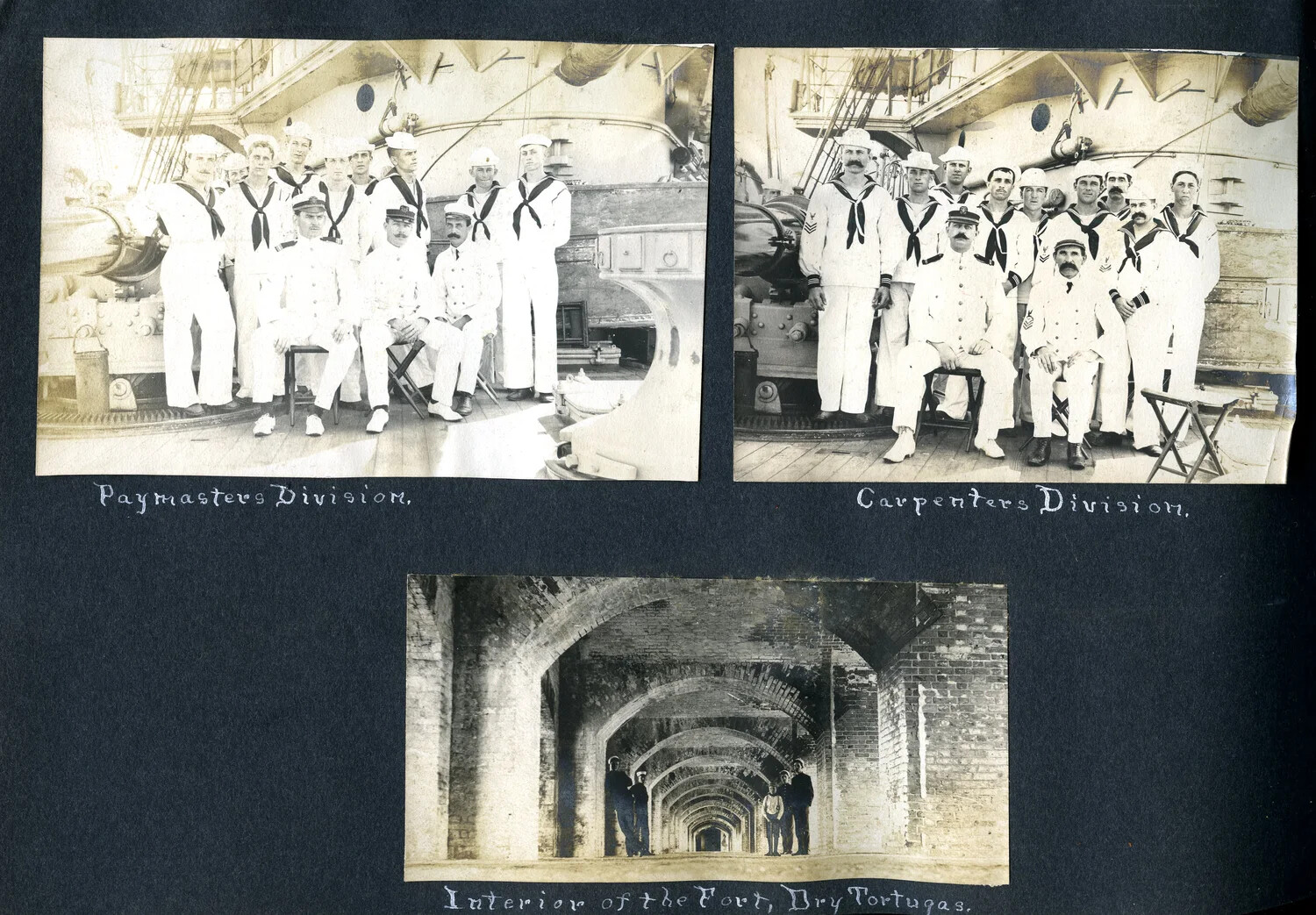 USS Columbia Album: Division Group Portraits and Fort Jefferson, Dry Tortugas