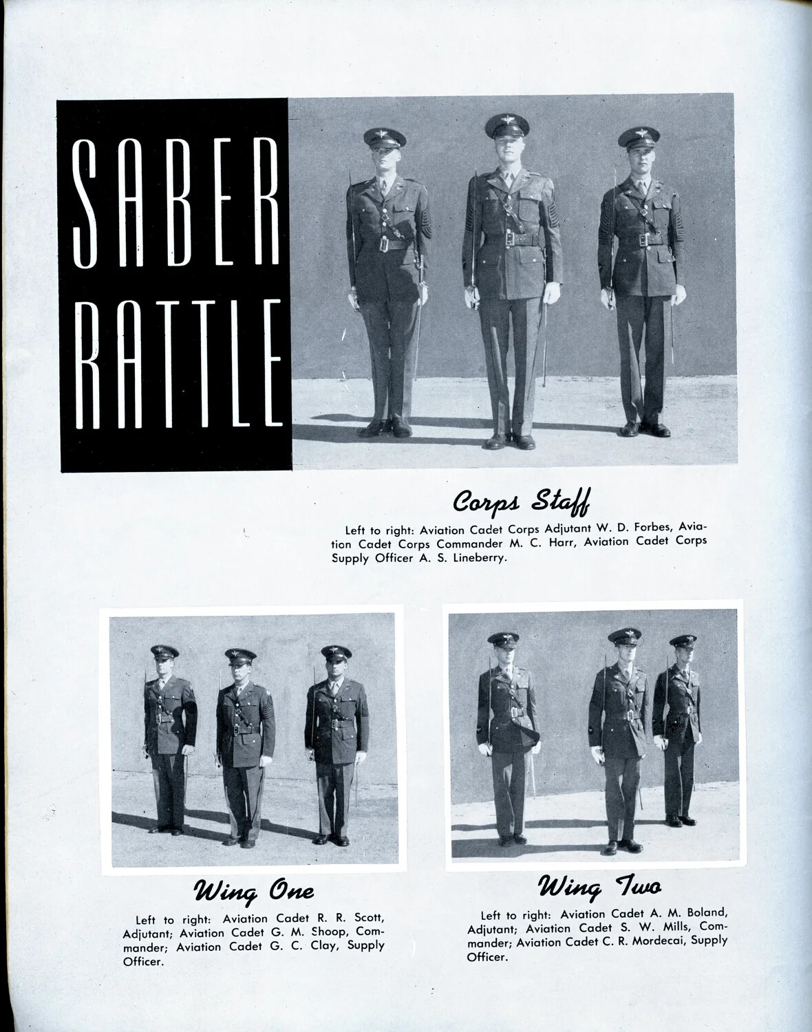 'Saber Rattle' - Cadet Corps Staff and Wing Leadership, Preflight Class 44-F Training Booklet