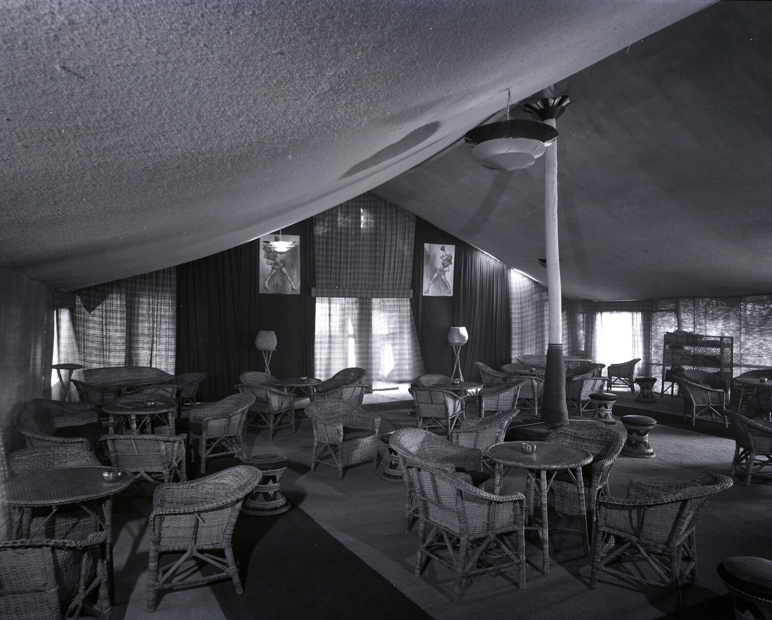 Interior View of Squadron Officers' Club Lounge Tent, CBI Theater, World War II