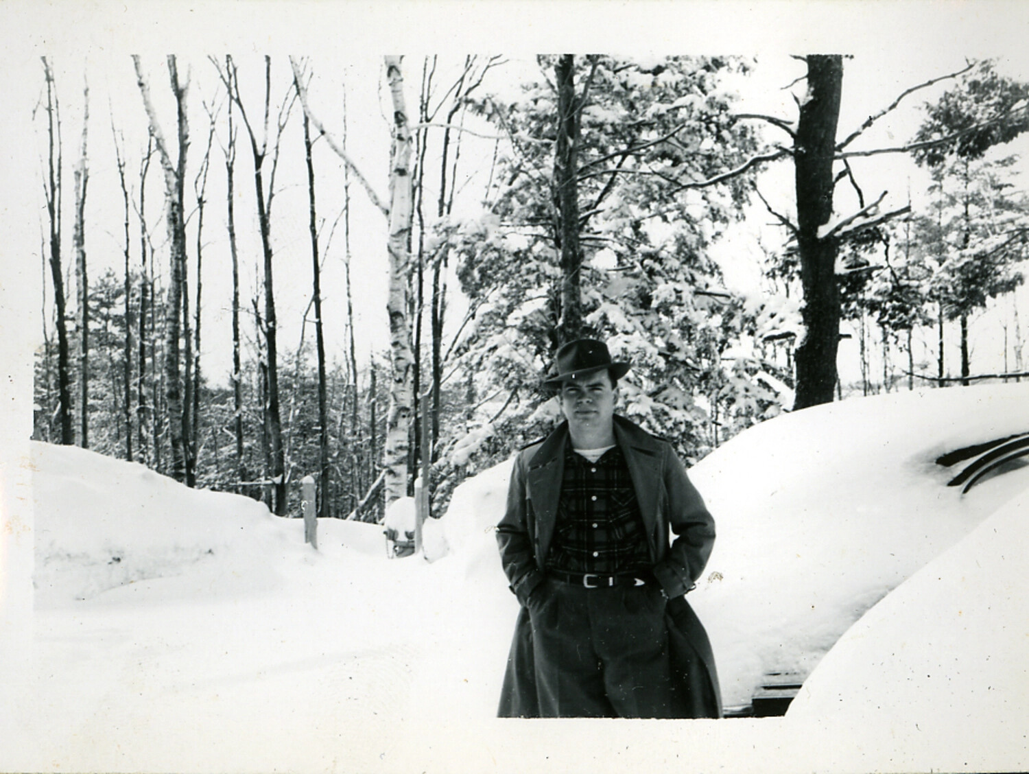 Young Man in Snow, Personal Snapshot -- Postwar Japan Photo Album (Non-Japan Scene)
