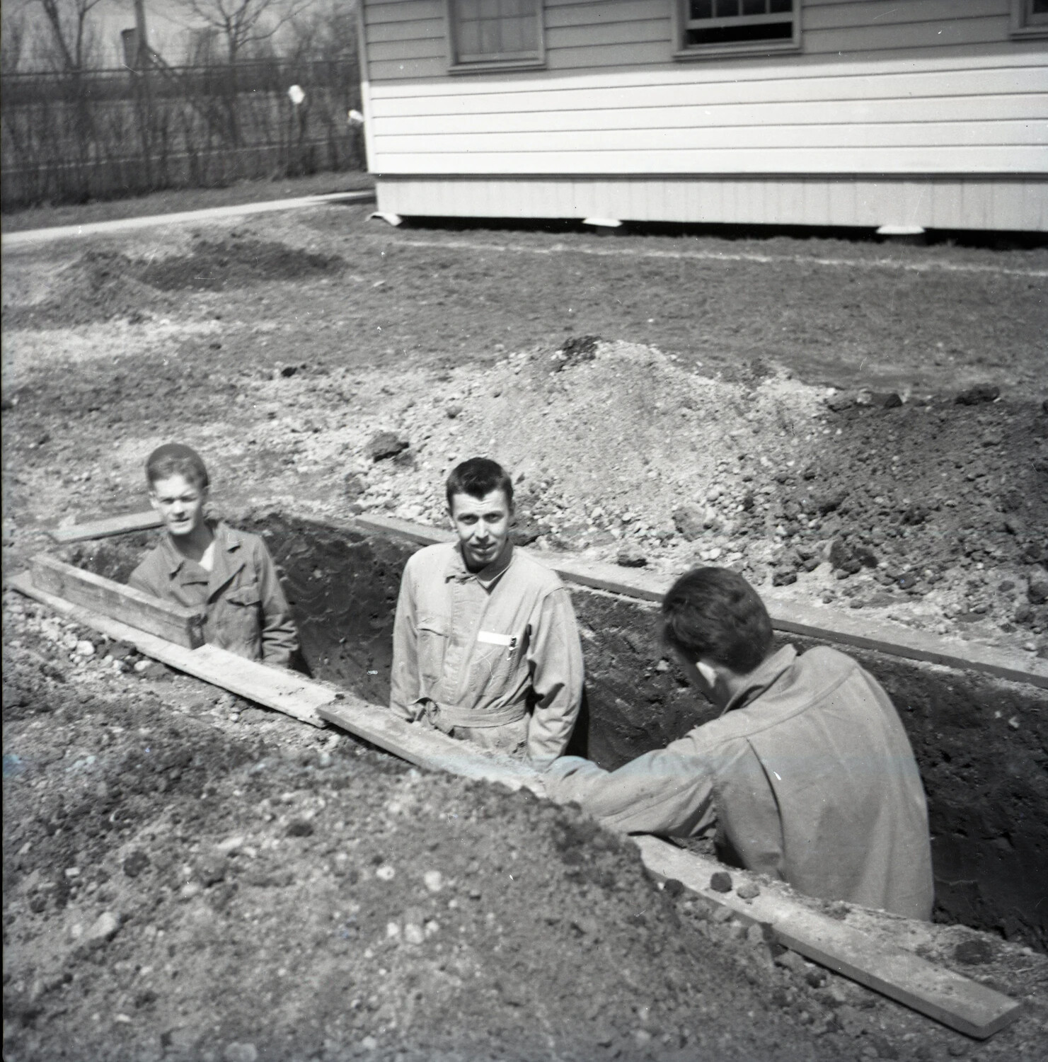Trench Excavation Work Beside Prefabricated Building (Misfiled Negative, Military Band Collection)