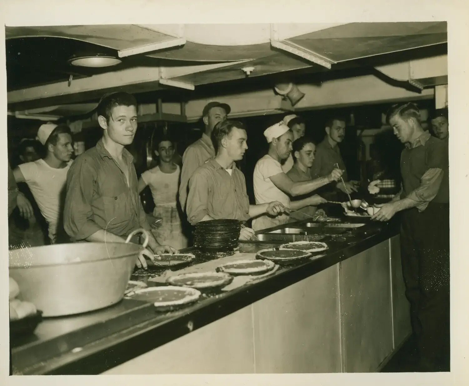 Galley Serving Line Aboard USS Petrof Bay (CVE-80), World War II