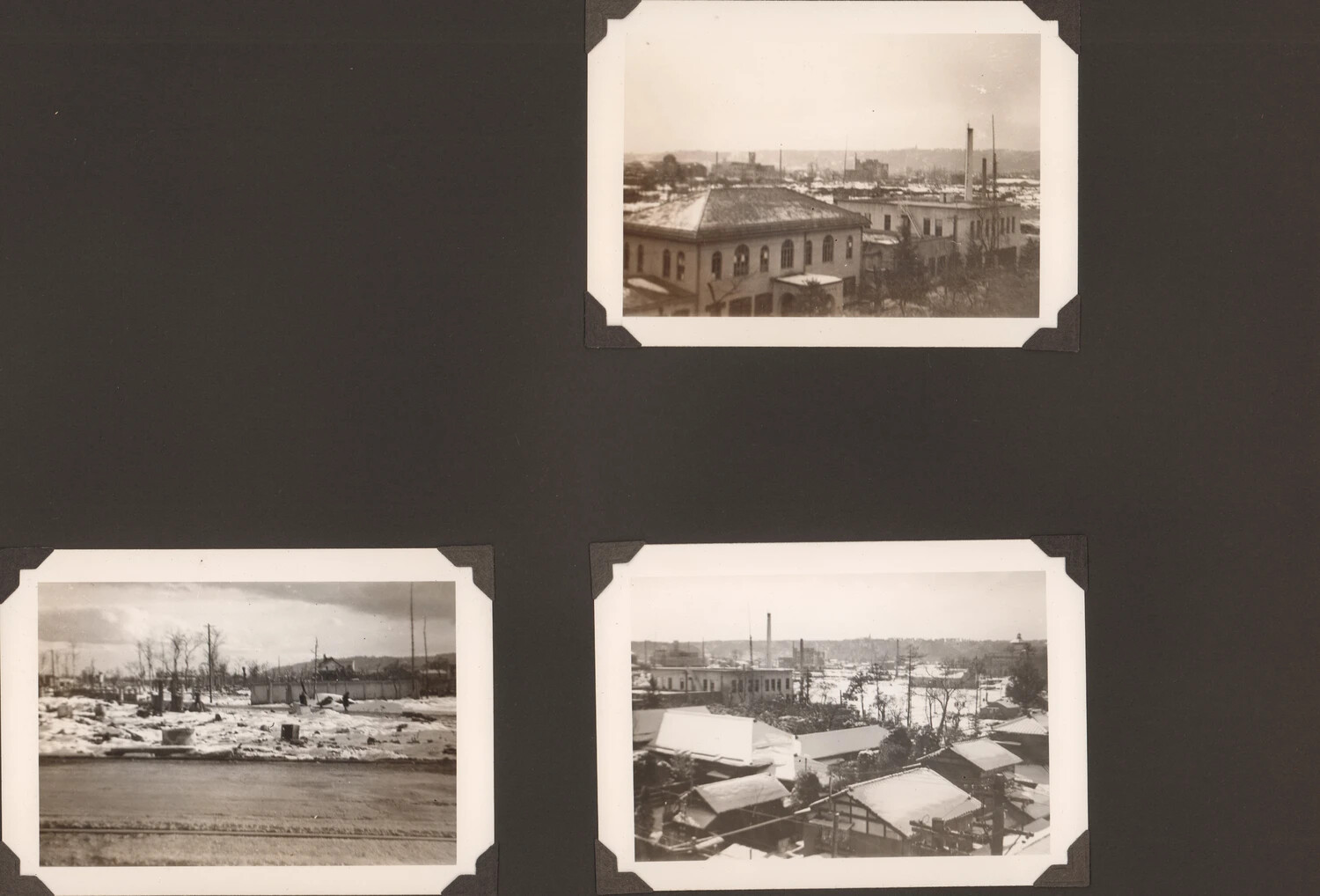 Album Page: Elevated and Street-Level Views of a Japanese City, Postwar Occupation Period