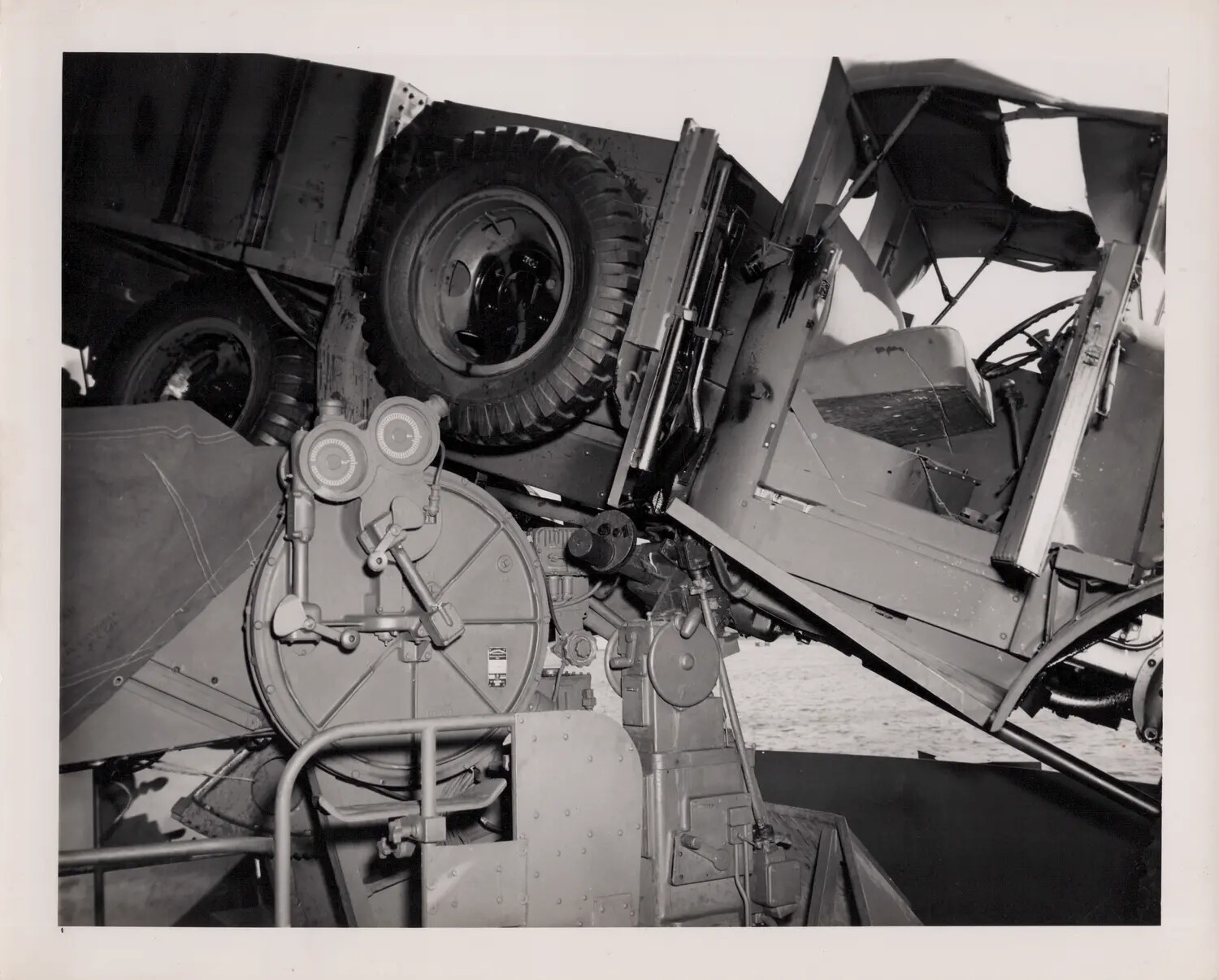 Close View of Gun Director and Overhanging Truck at Ship's Bow, World War II