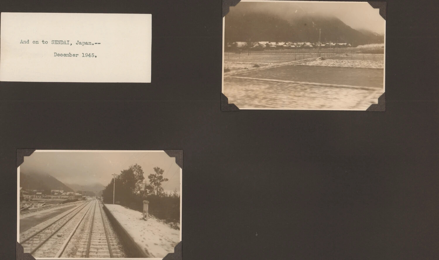 Album Page: "On to Sendai, Japan" – Occupation-Era Train Journey, December 1945