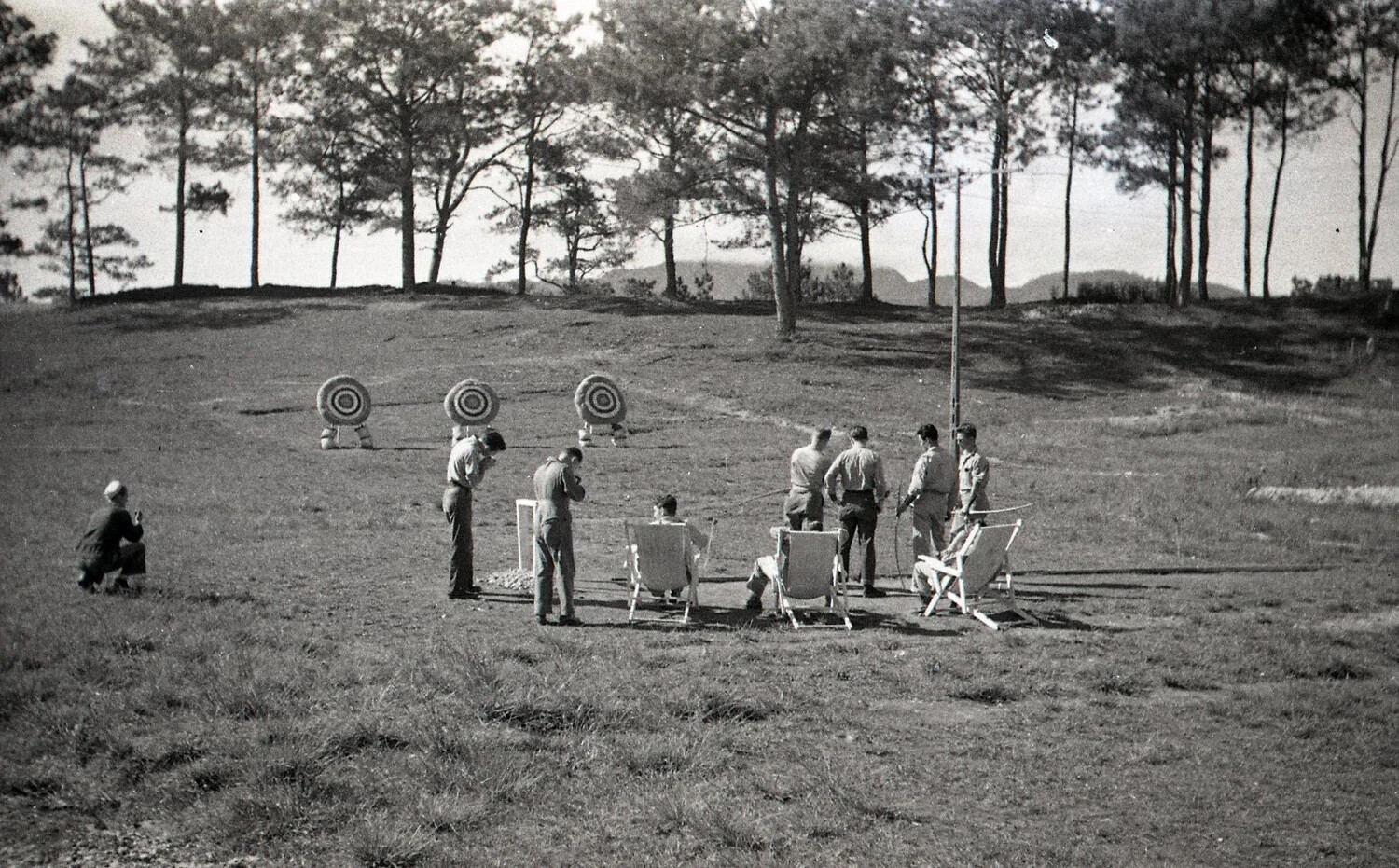 Servicemen Practicing Archery at Camp John Hay, Baguio, Philippines