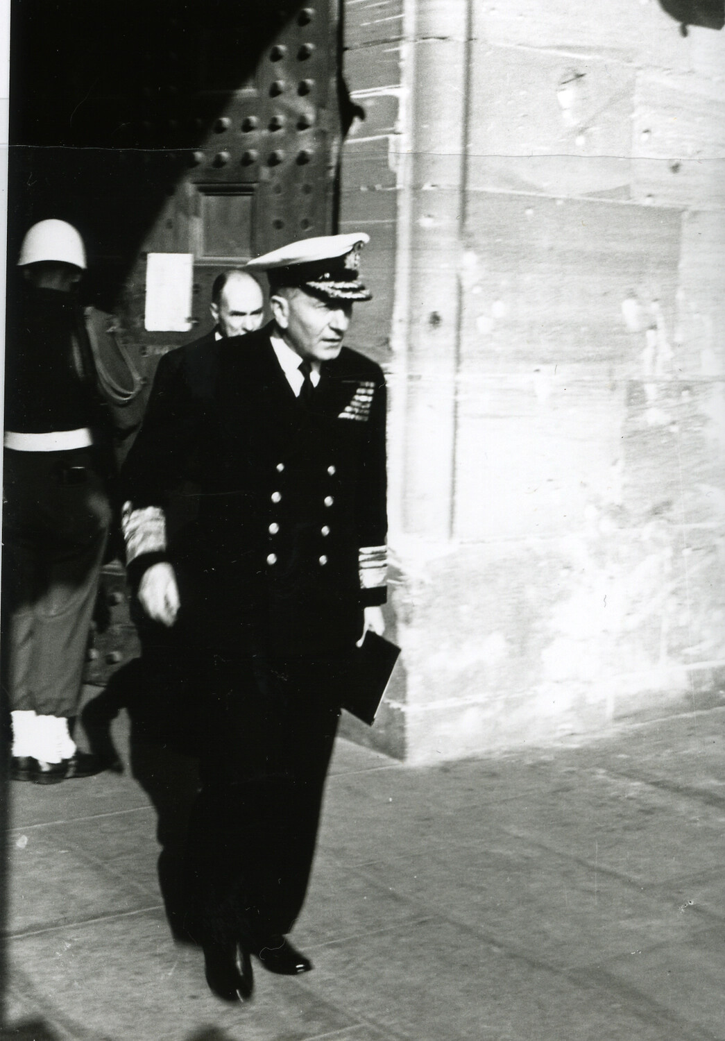 Senior Allied Naval Officer Arriving at a Fortified Building, Nuremberg Trials Era