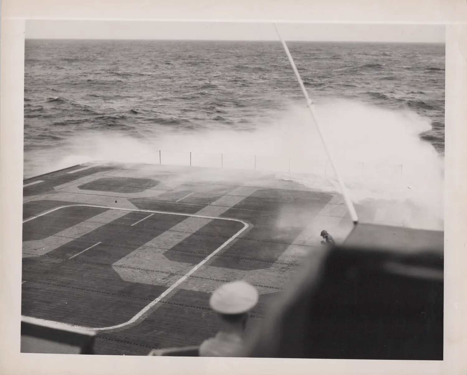 USS Petrof Bay Plowing Through Heavy Seas, WWII Era
