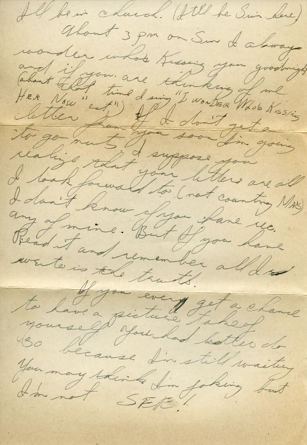Handwritten WWII-Era Personal Letter, 'Moon' Correspondence Collection