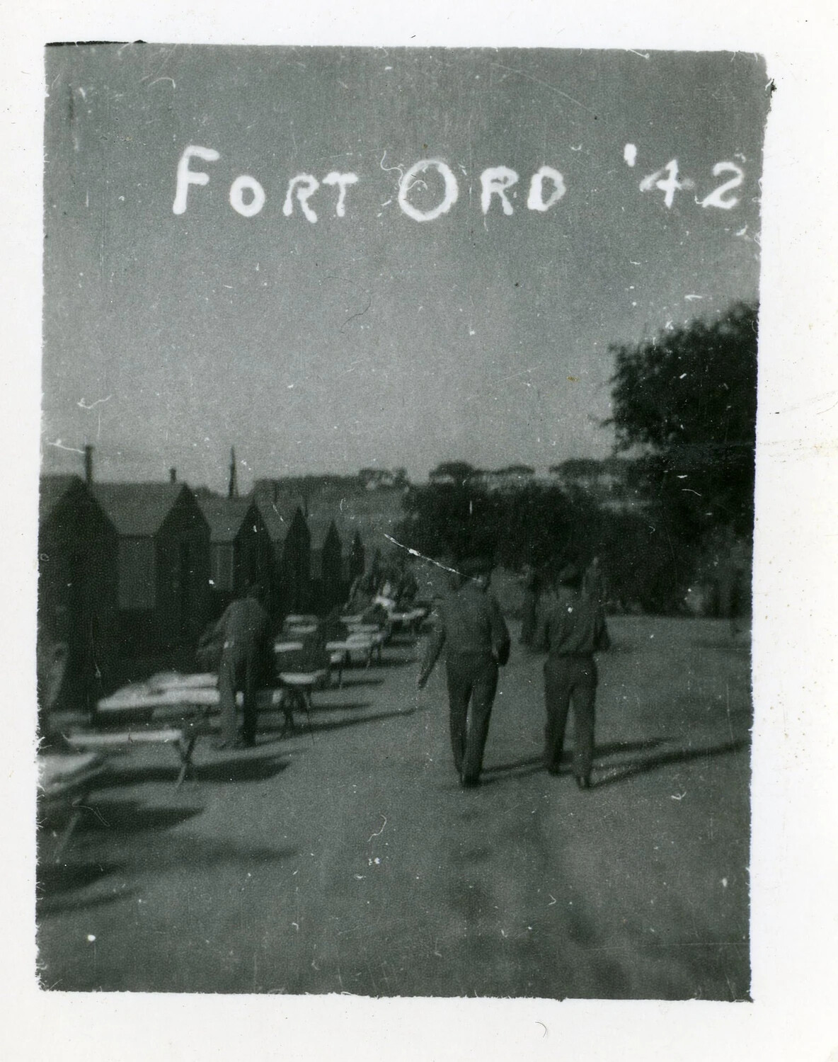 Soldiers Walking Company Street, Fort Ord, California, 1942