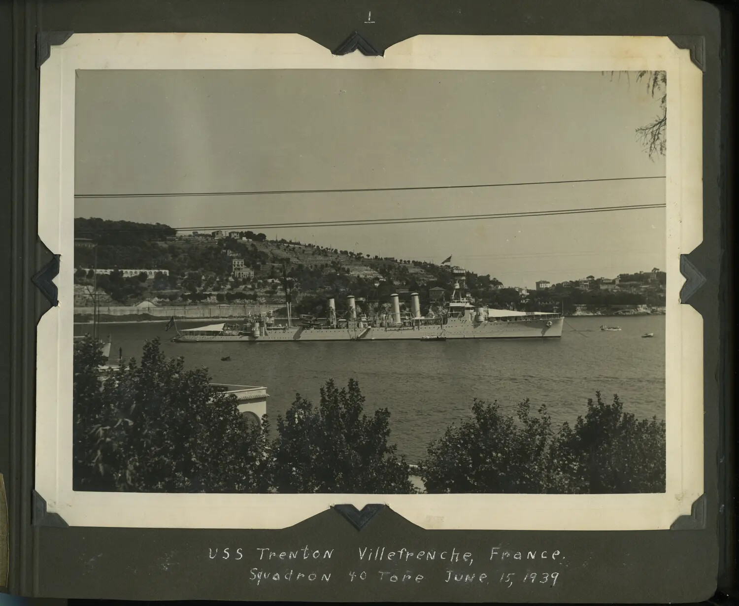 USS Trenton (CL-11) at Anchor, Villefranche-sur-Mer, France, June 15, 1939