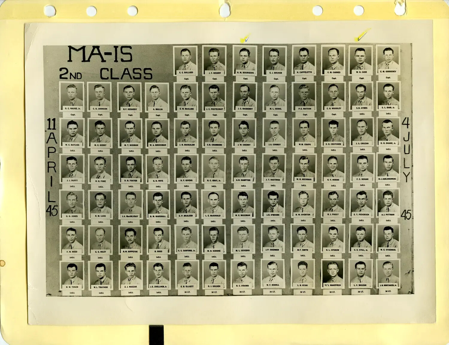 Composite Class Photograph, 'MA-IS 2nd Class,' 11 April-4 July 1945