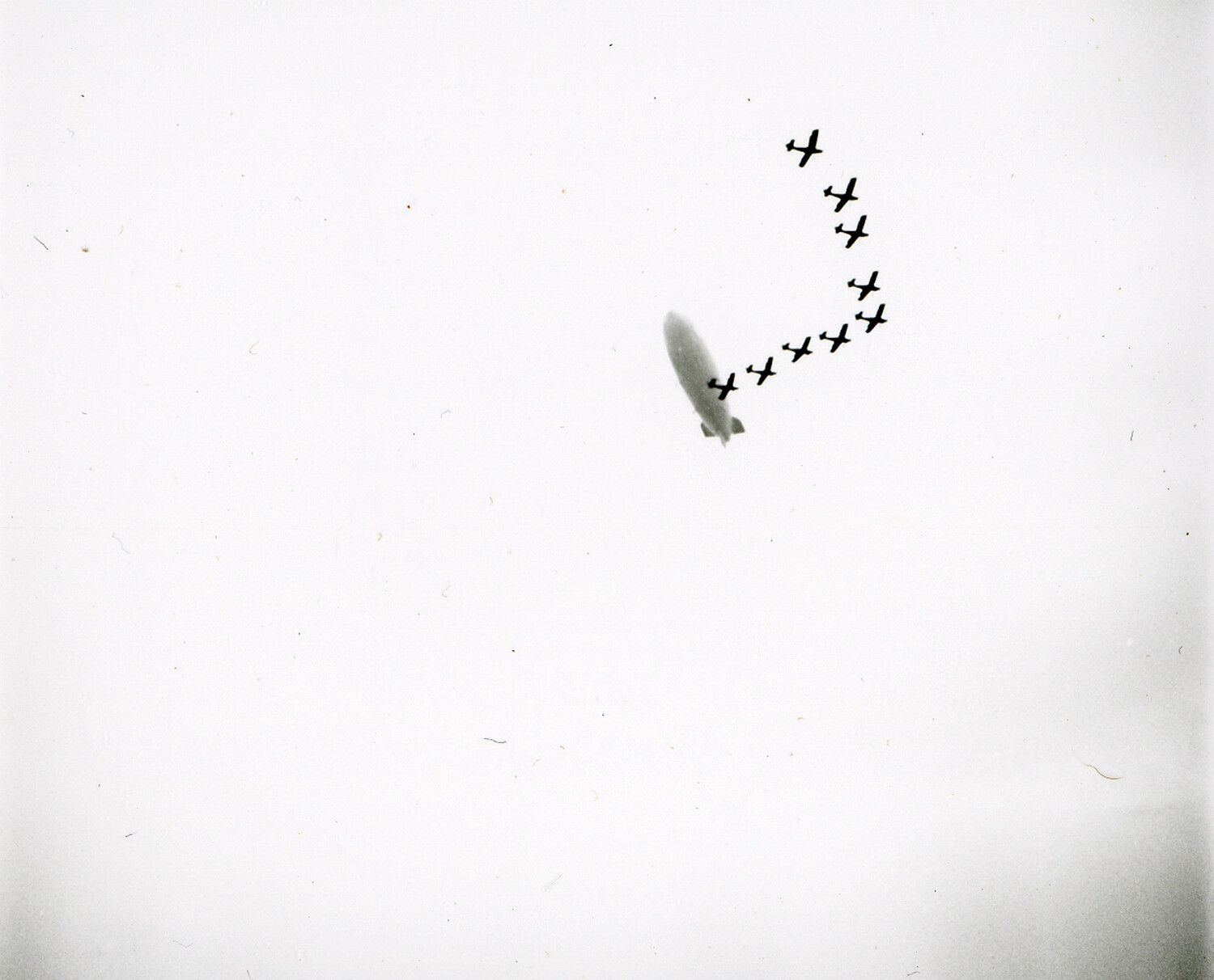 Airship Escorted by Biplane Formation, Nuremberg Negatives (WWII-era)