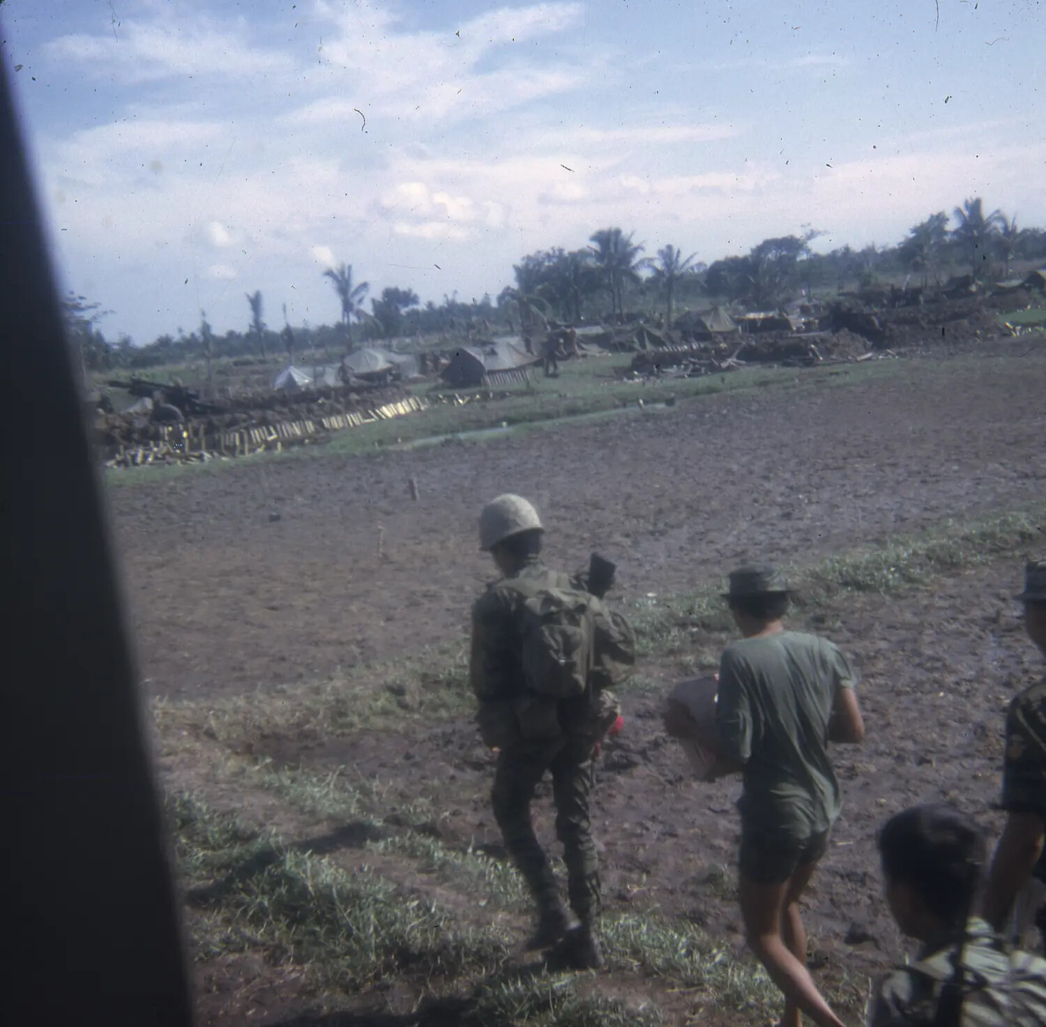Soldiers Approach Damaged Firebase, Vietnam War, S. Sac 35mm Slide Collection