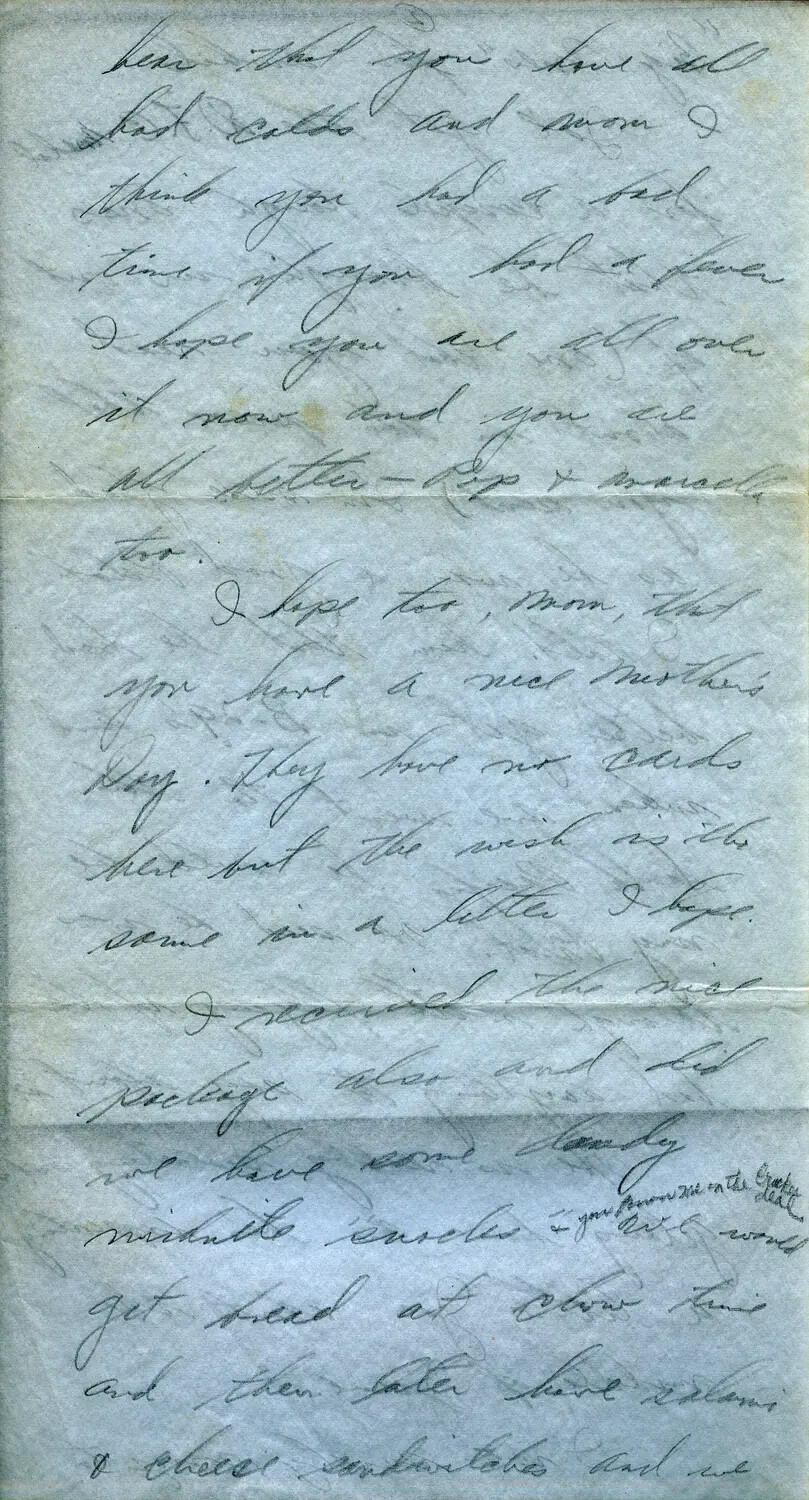 Handwritten Letter Home from WWII Serviceman, 1944 (Margaroli Correspondence)