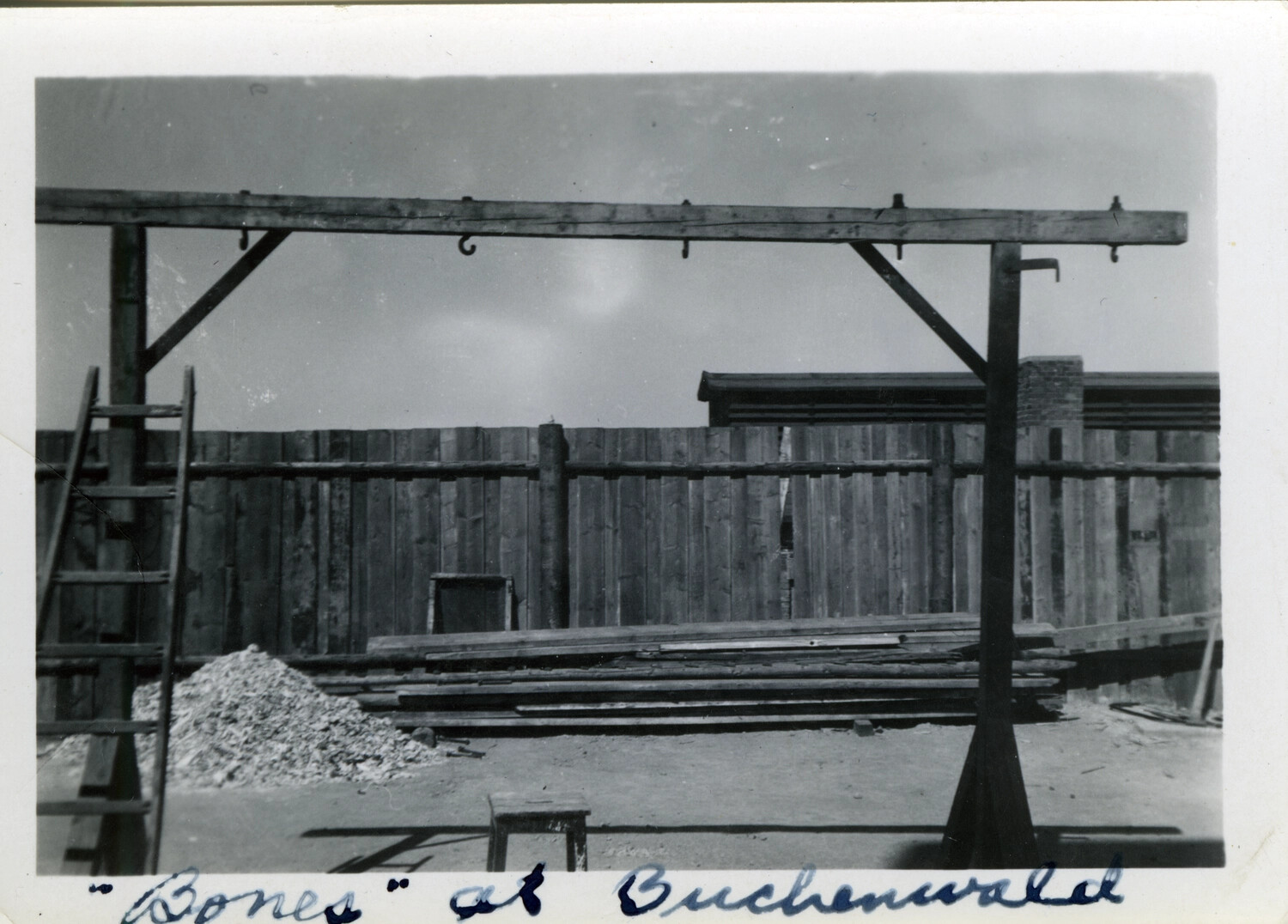 Gallows Structure and Reported Bone Remains at Buchenwald Concentration Camp, Germany, April 1945