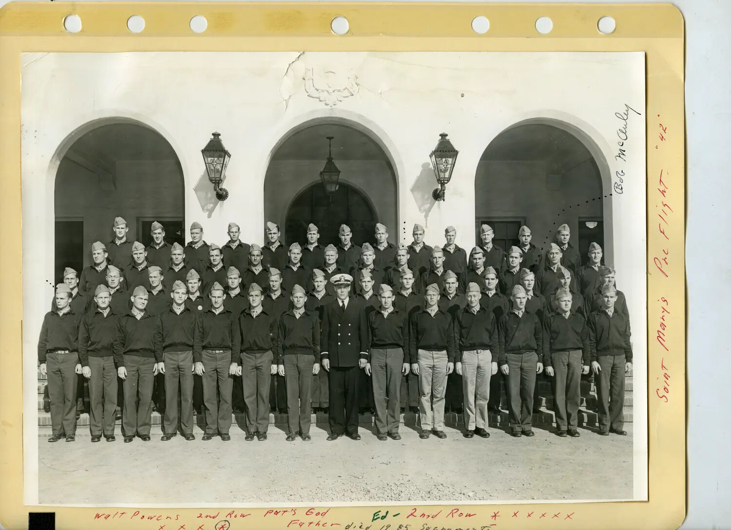 U.S. Navy Pre-Flight School Cadet Company Photograph, Saint Mary's College, 1942 (McAleer Collection)