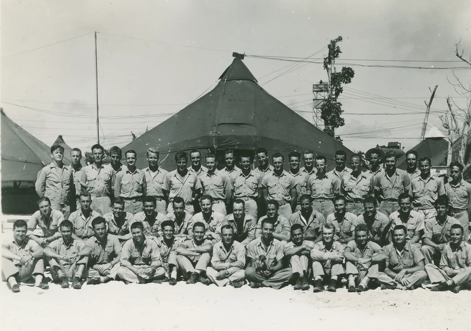 Group Portrait of U.S. Servicemen at a Pacific Island Base, WWII