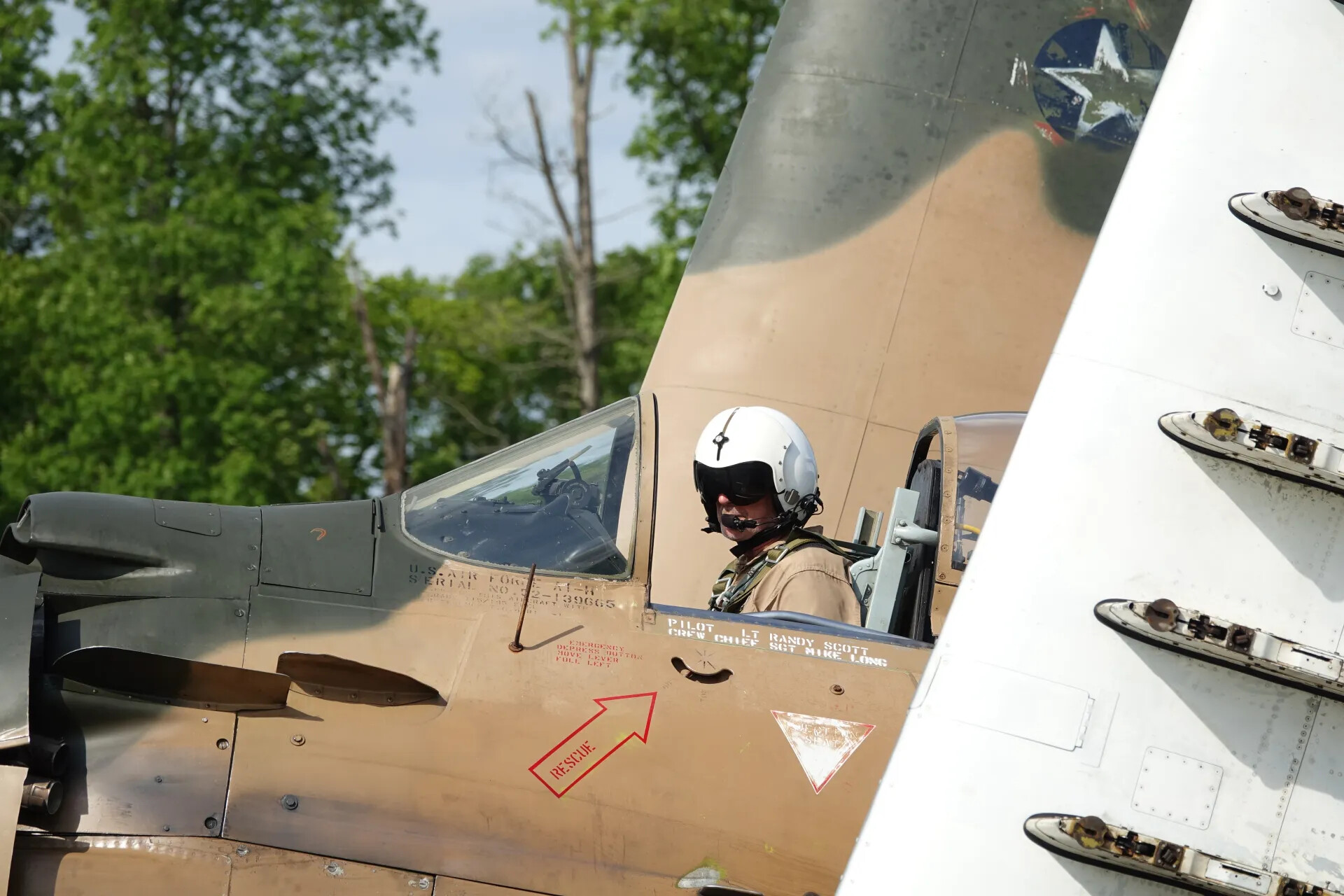 Restored USAF A-1H Skyraider (Serial 52-139605) Cockpit Detail with Pilot, May 2019 Airshow Event