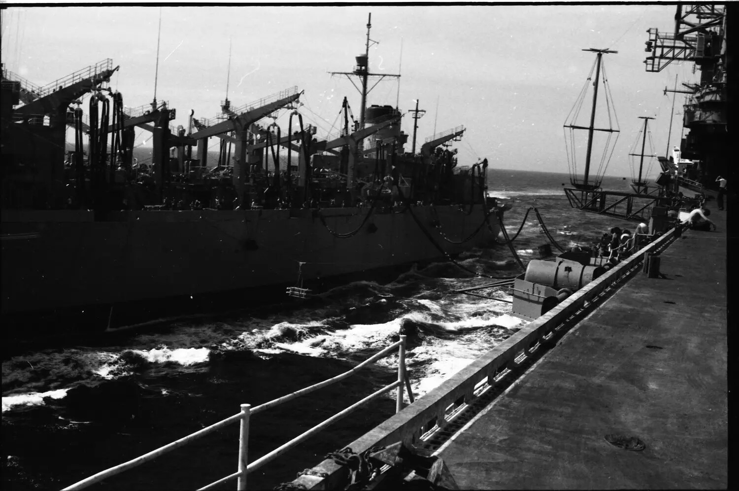 Underway Replenishment (UNREP) Operation Alongside USS Ticonderoga, Vietnam War Era
