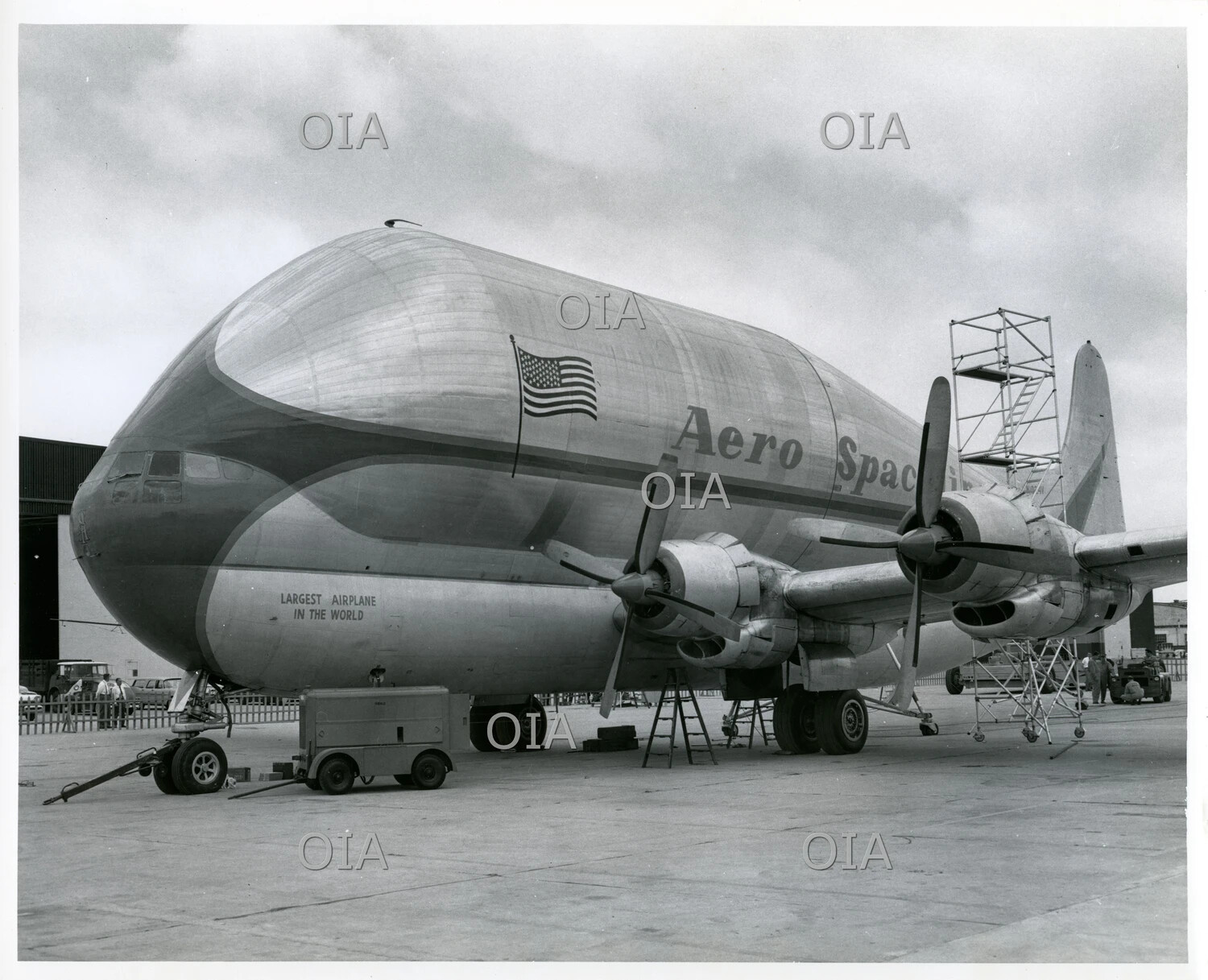 Aero Spacelines B-377PG 'Pregnant Guppy' Outsize Cargo Aircraft on Airfield Ramp