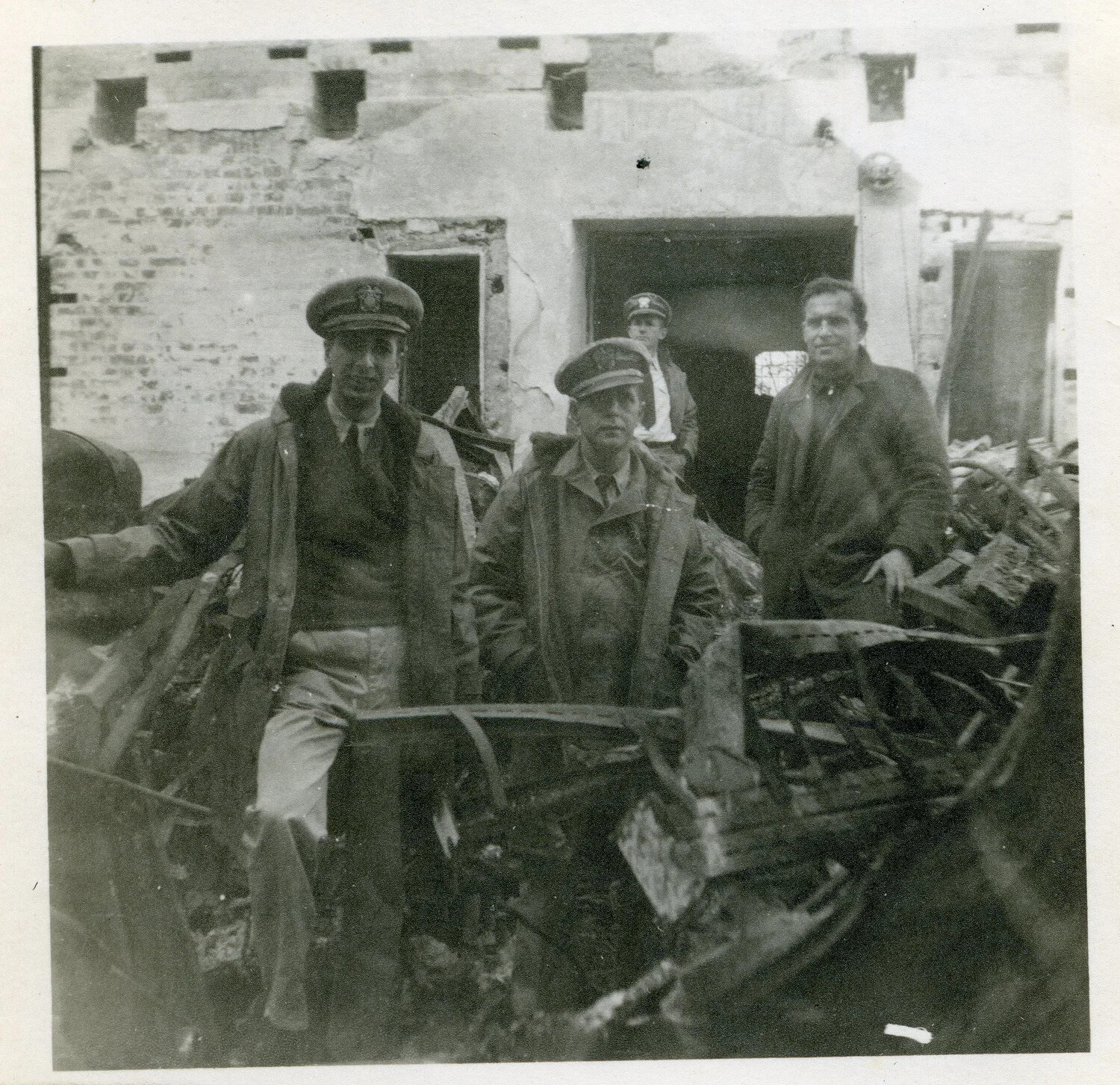 U.S. Officers Amid Bomb-Damaged Ruins, Hiroshima, Japan, 1945