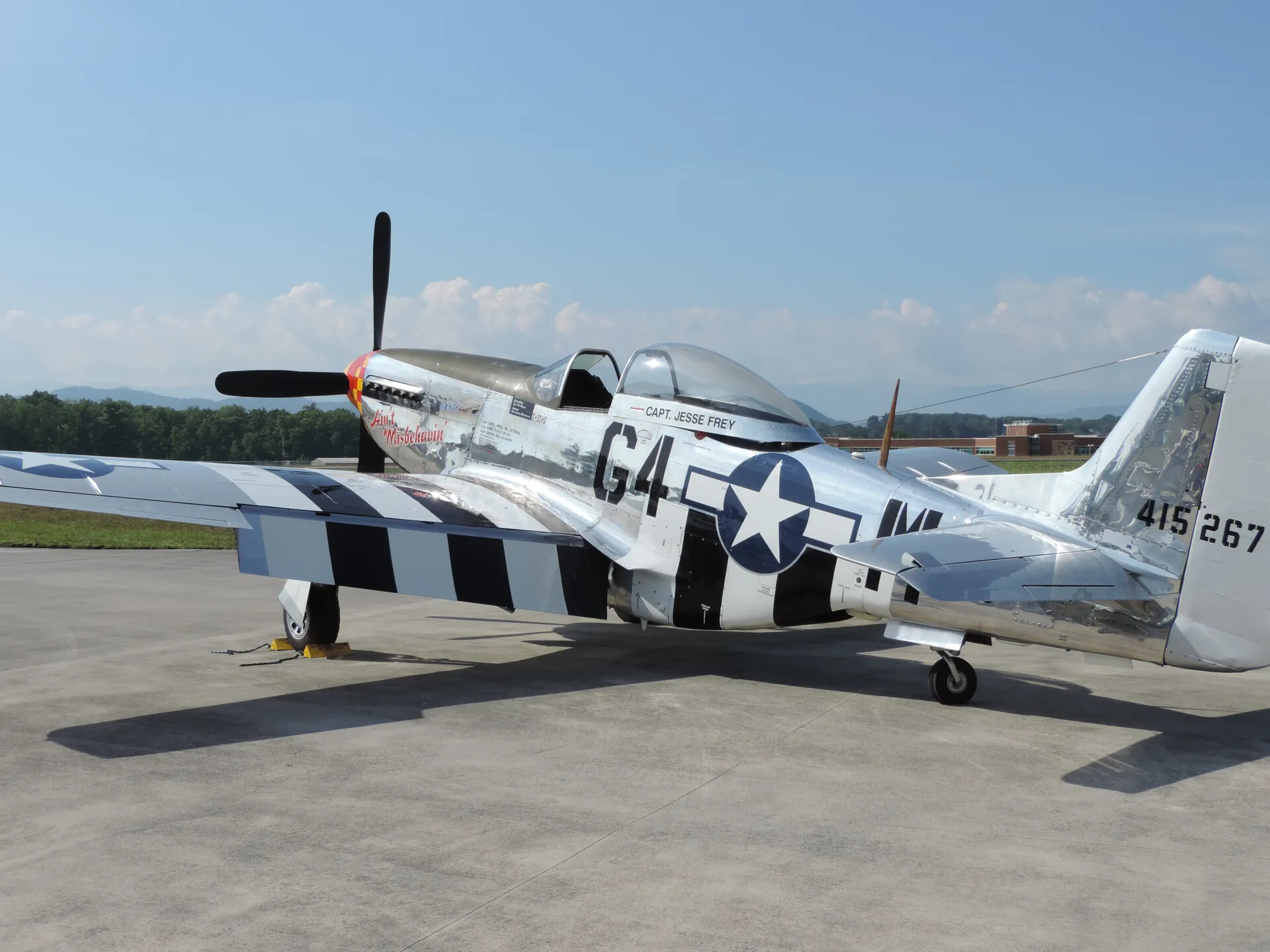 North American P-51 Mustang "Ain't Misbehavin'" - Right Side Profile Showing Code G4-M and Serial 415267
