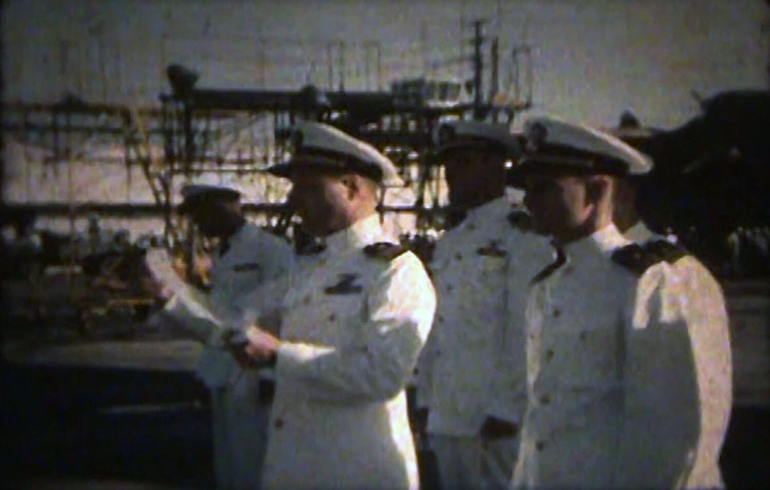 US Navy Officers in Dress Whites with Aviator Wings, NAS Kaneohe Bay (Video Frame Grab)