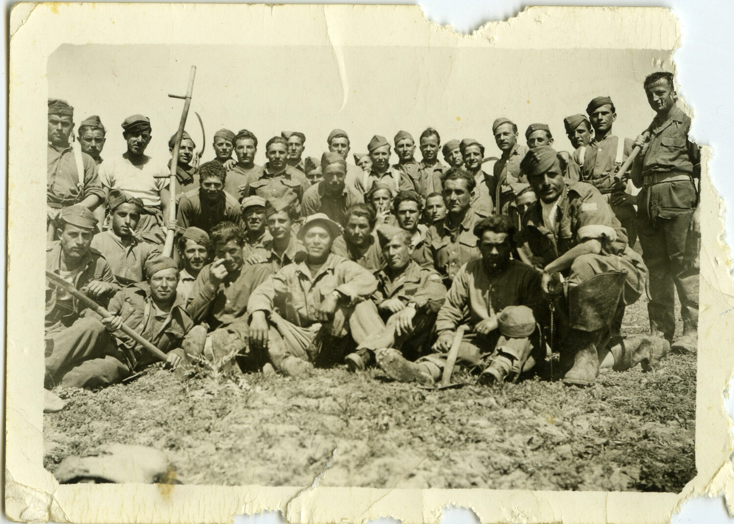 Group Portrait of Men in Mixed Military Dress, WWII Era (Paris/Buchenwald Collection)