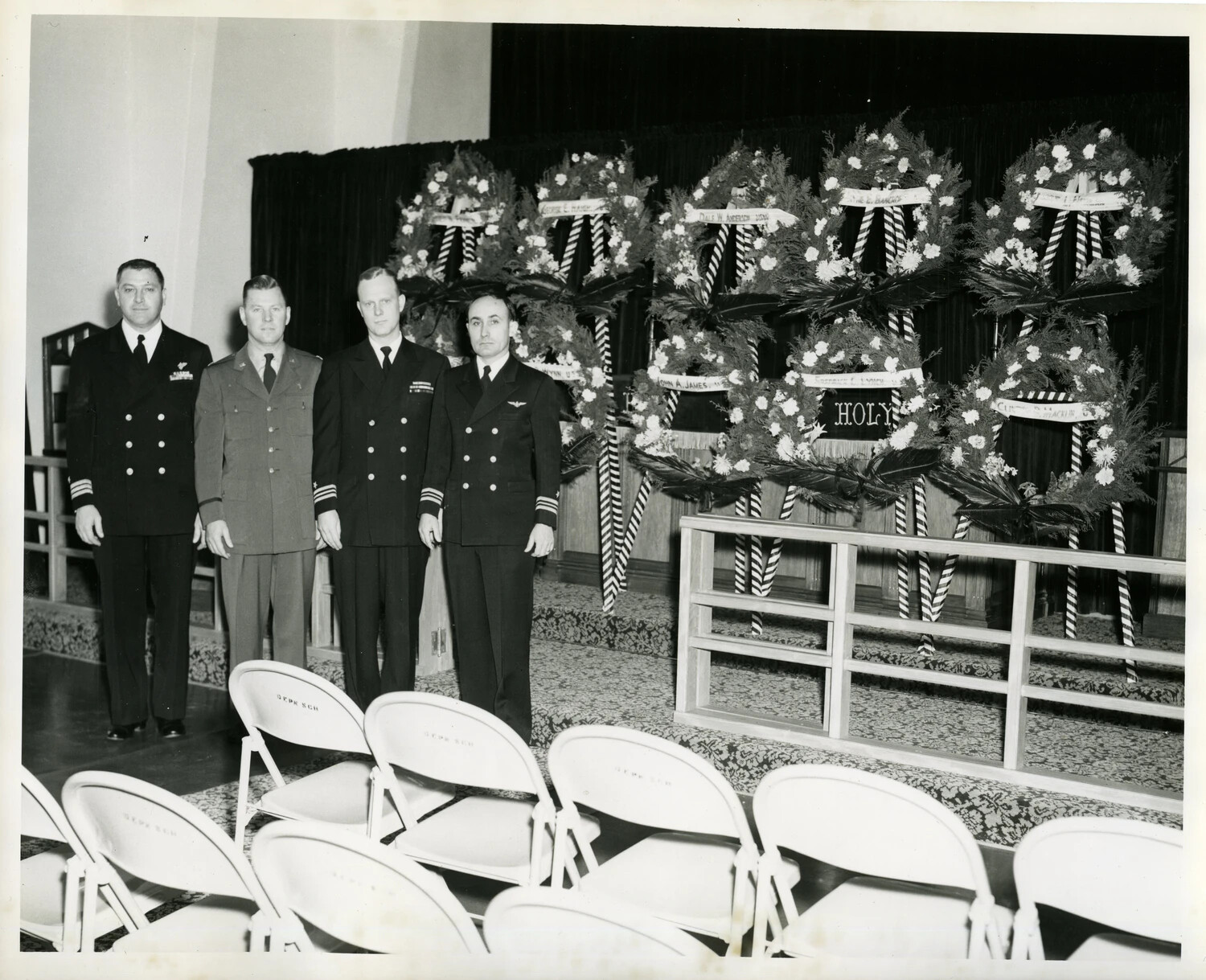 Naval and Military Officers at a Multi-Serviceman Memorial Service, Korean War Era
