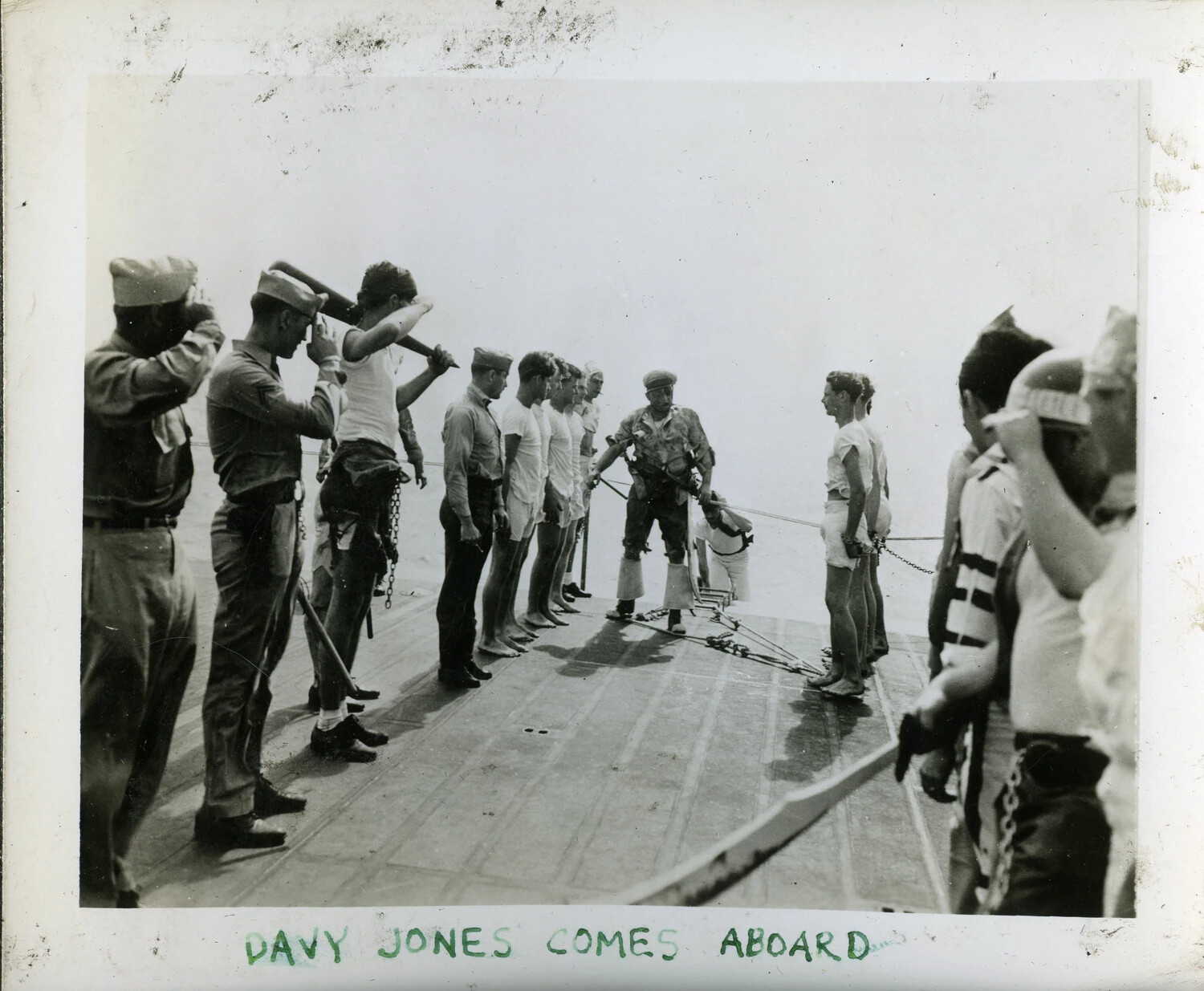 "Davy Jones Comes Aboard" — Equator Crossing (Line-Crossing) Ceremony Aboard USS Franklin D. Roosevelt (CVB-42)