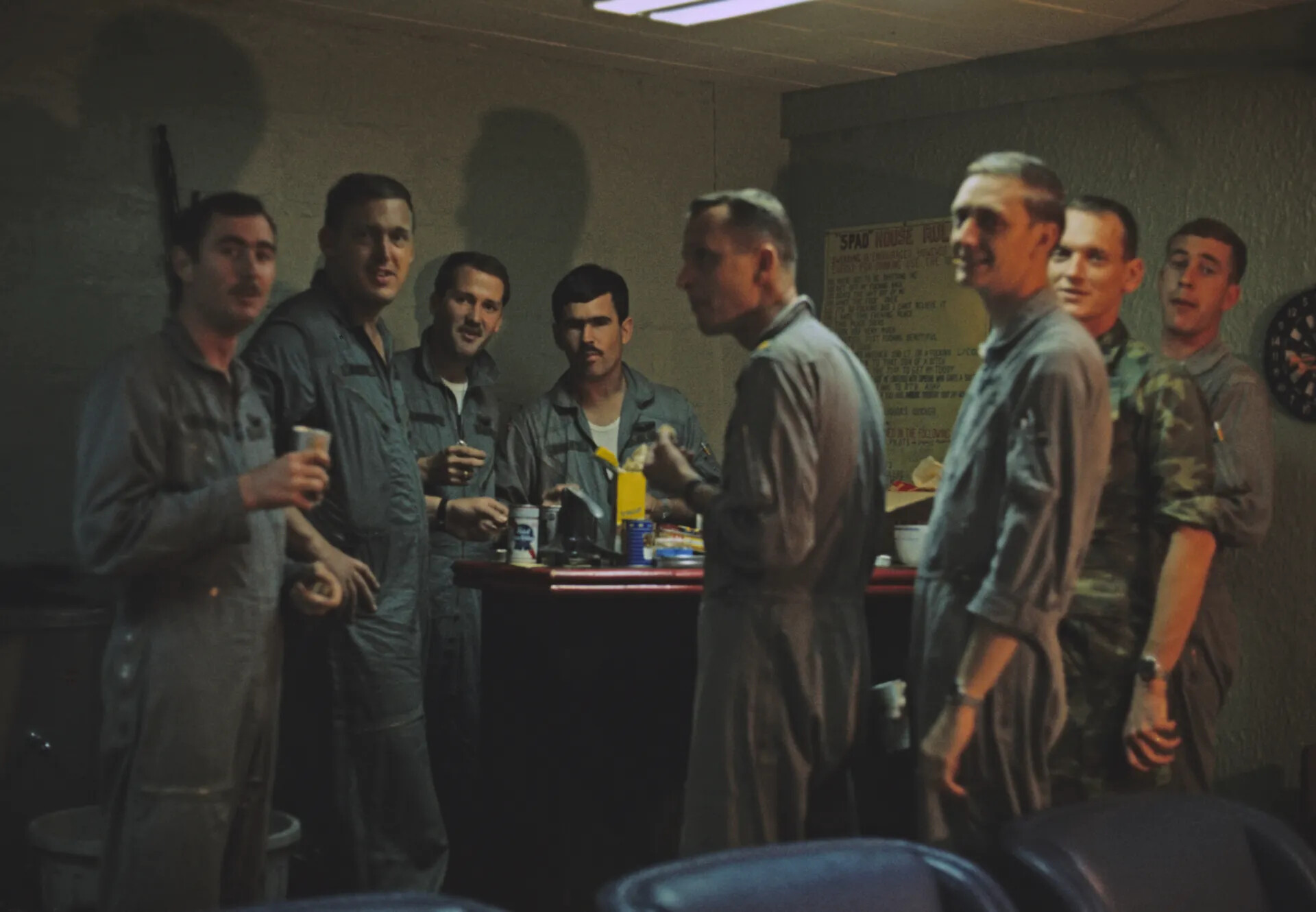 A-1 Skyraider Squadron Personnel in "Spad House" Club Room, Vietnam