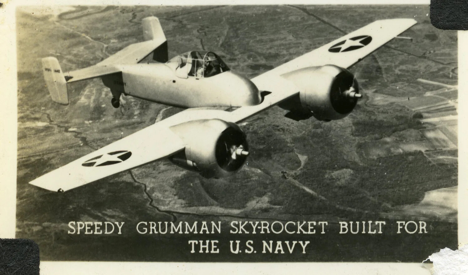 Grumman XF5F-1 Skyrocket Prototype in Flight, Publicity Photograph