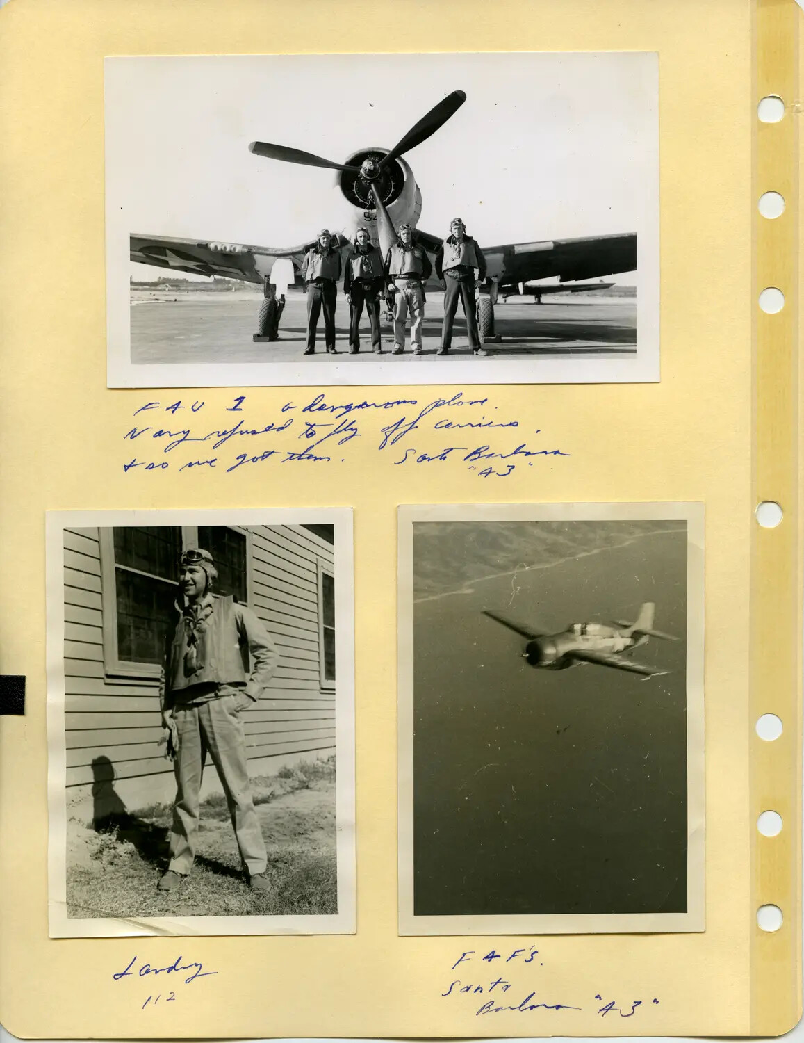 Naval Aviators and Grumman TBF/TBM Avenger, NAS Santa Barbara, 1943 — McAleer Family Album