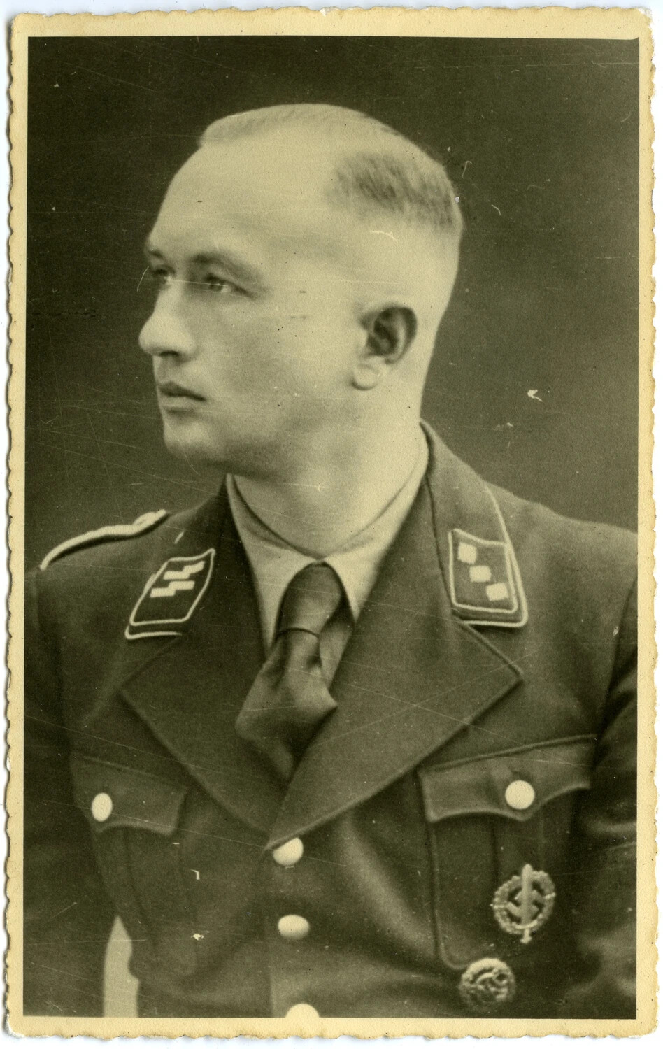 German SS Serviceman Portrait, WWII Real-Photo Postcard, Eastern Front Collection