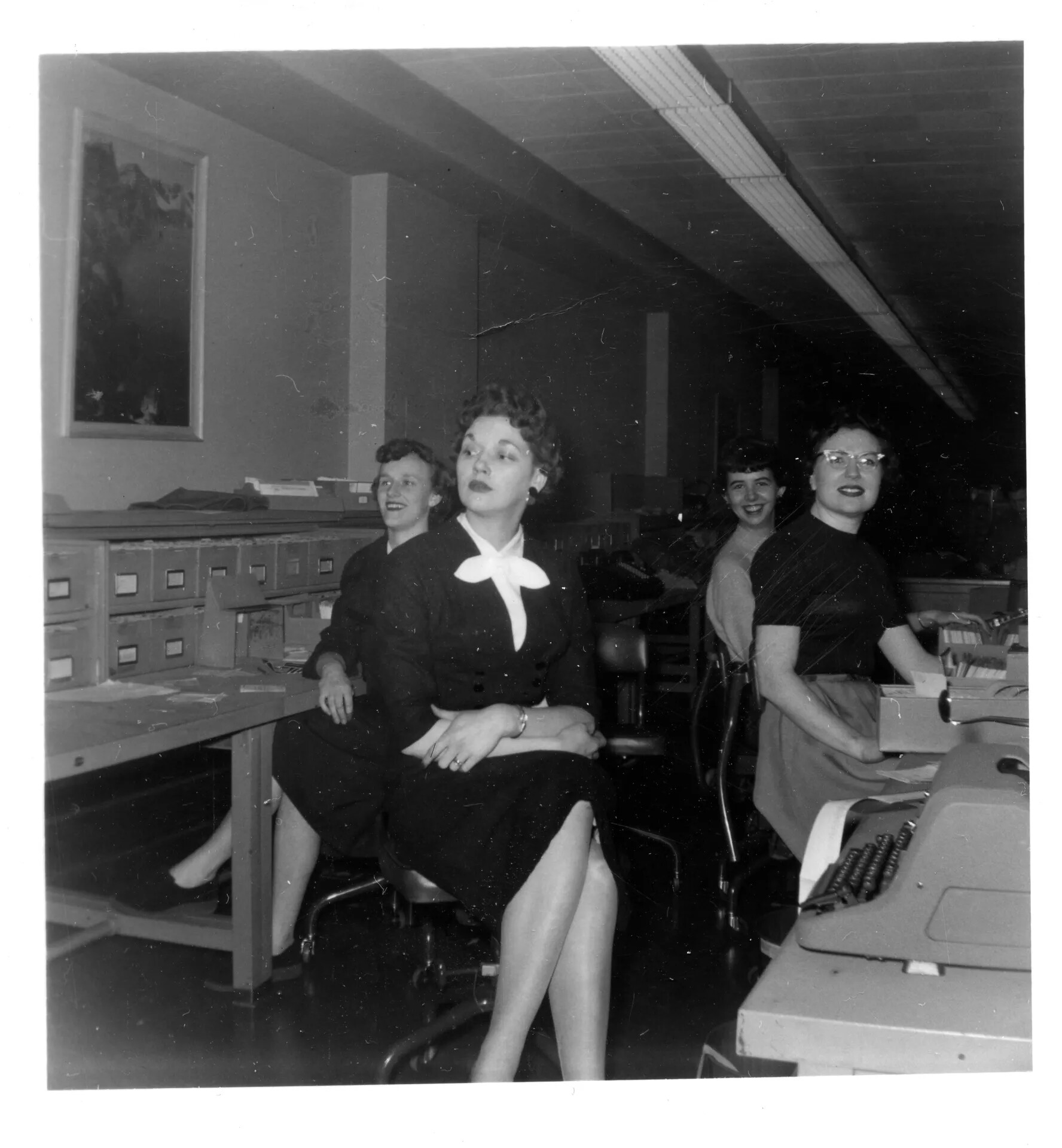 Four Women in Office Records Room, Circa 1960