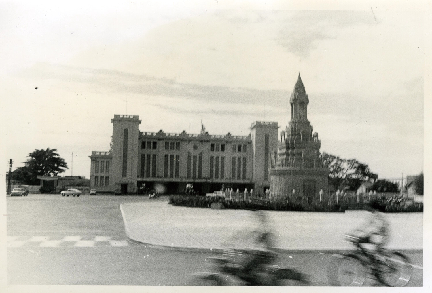 Phnom Penh Railway Station with Khmer-Style Spire Monument, Cambodia, c. 1960s