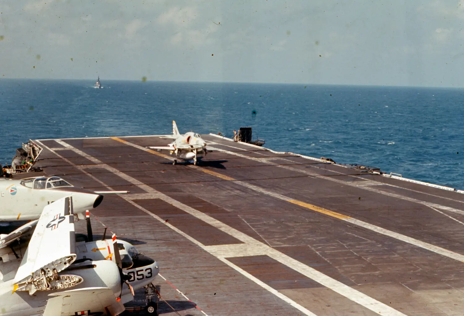 Flight Deck Operations Aboard USS Ticonderoga with E-1 Tracer and A-4 Skyhawk, Vietnam Era
