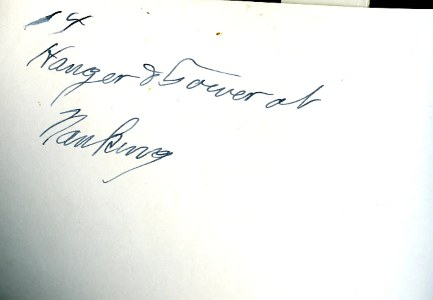 Handwritten Album Caption: 'Hanger & Tower at Nanking' — WWII China-Burma-India Theater Archive