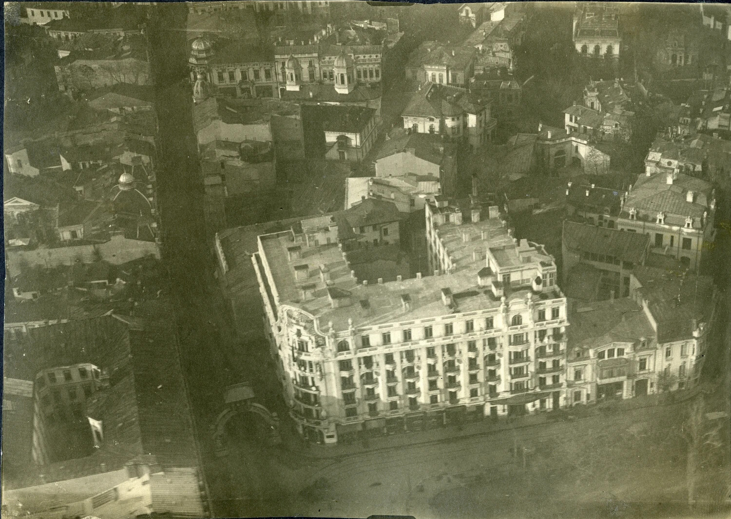 Oblique Aerial Photograph of a European City Block -- WWI French Pilot Album