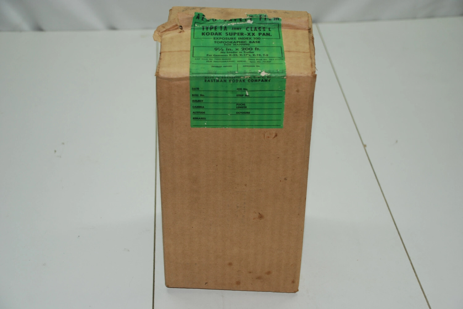 Kodak Super-XX Aerial Reconnaissance Film Box, WWII China-Burma-India Theater