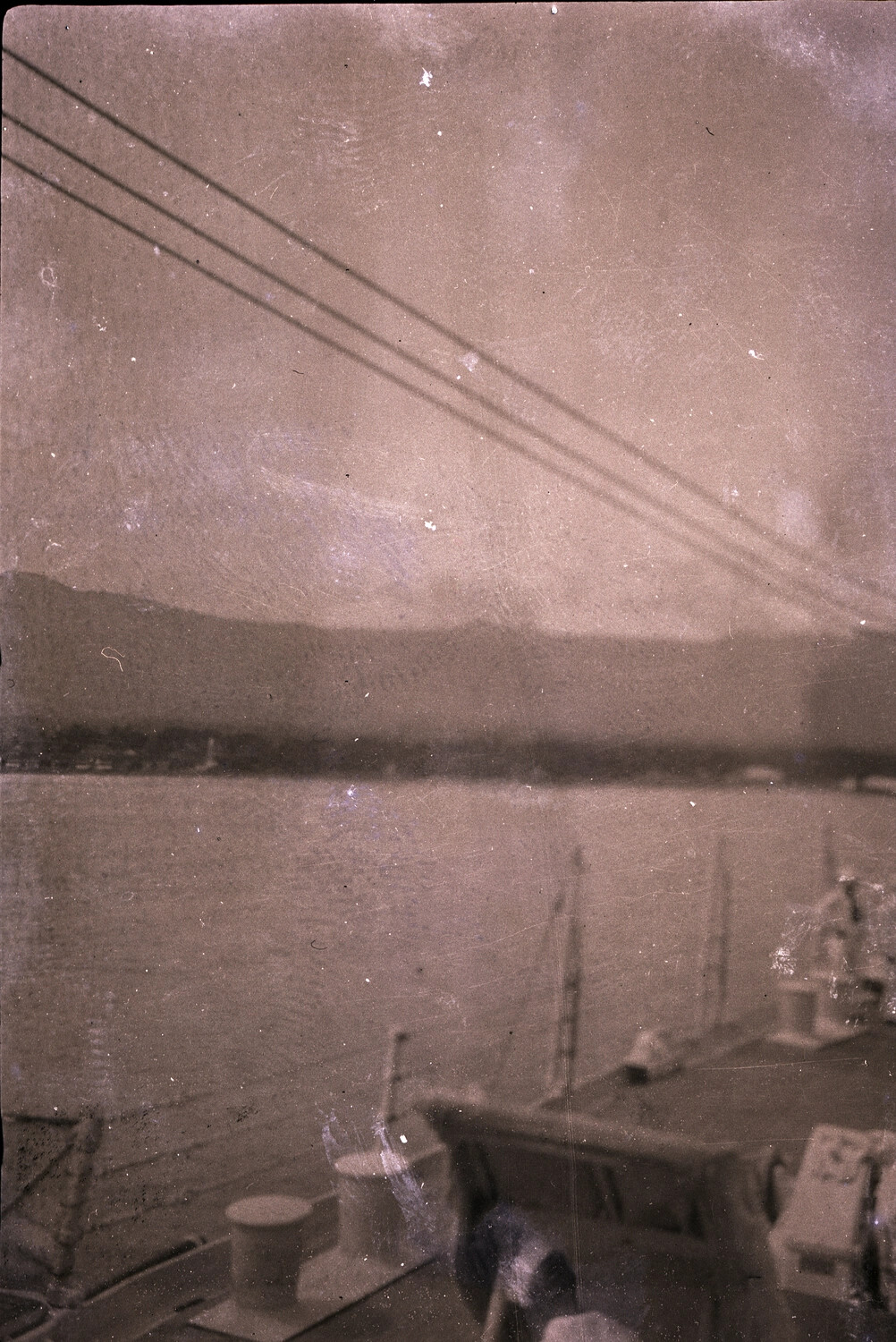 View of a Chinese Harbor from a U.S. Navy Ship's Deck, 1930s