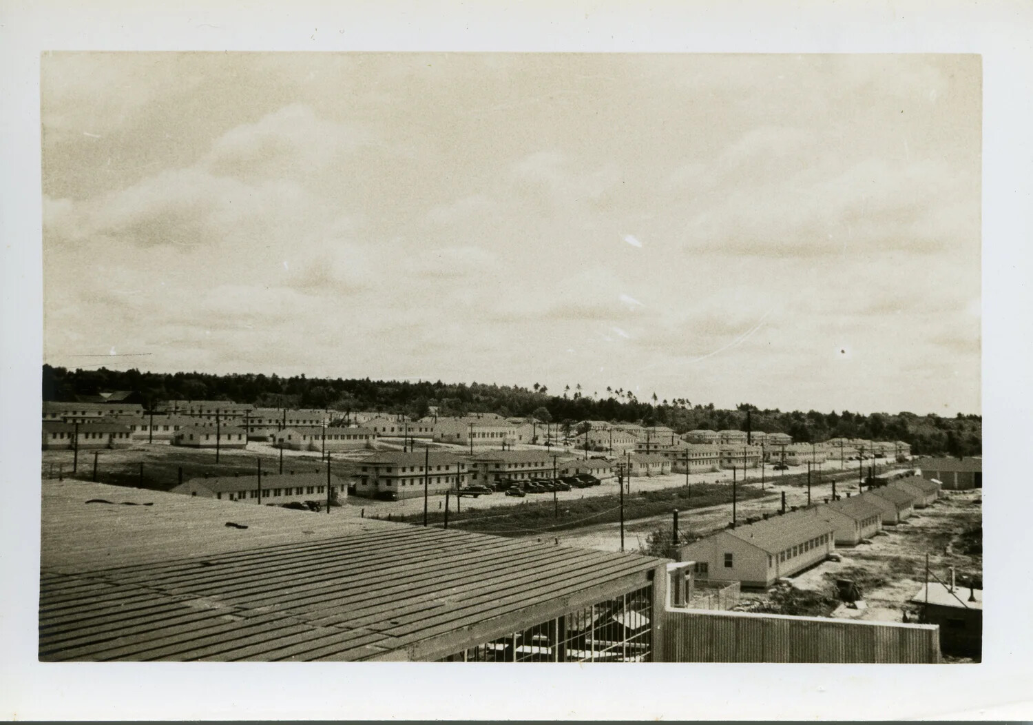 Elevated View of Military Base Barracks Complex, CBI Theater, WWII KOTEC Collection